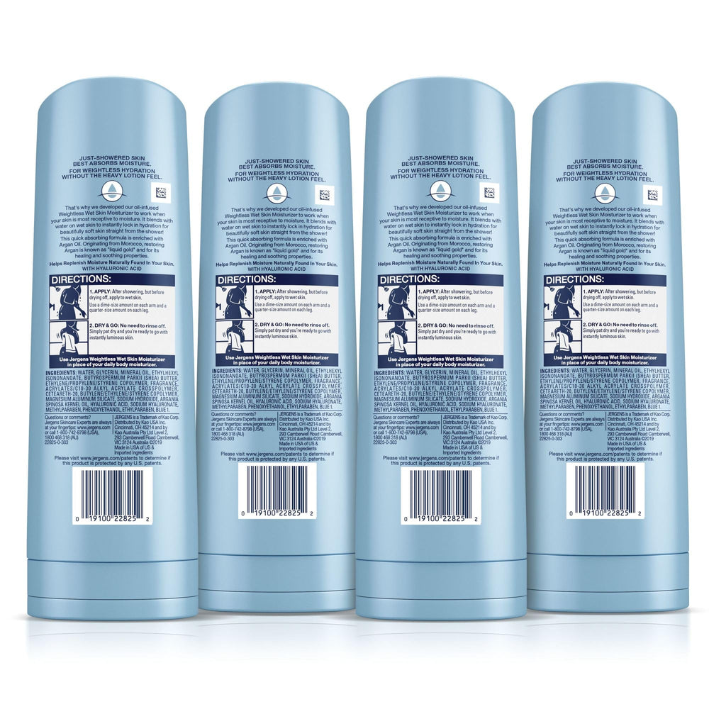 Shower-ready hydration with Jergens Wet Skin Moisturizer.