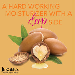 Argan oil and Vitamin E in Jergens formula for radiant, nourished skin.