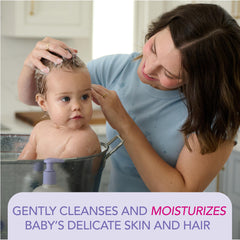 Jergens Baby Calming Foaming Wash bottle back highlights ingredients and safety testing