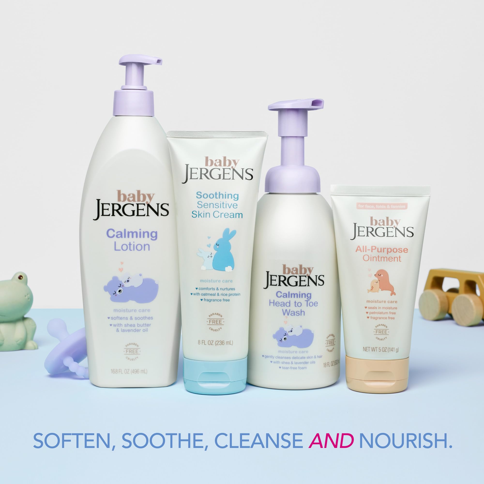 Jergens Baby Calming Wash nighttime routine scene with baby for soothing atmosphere