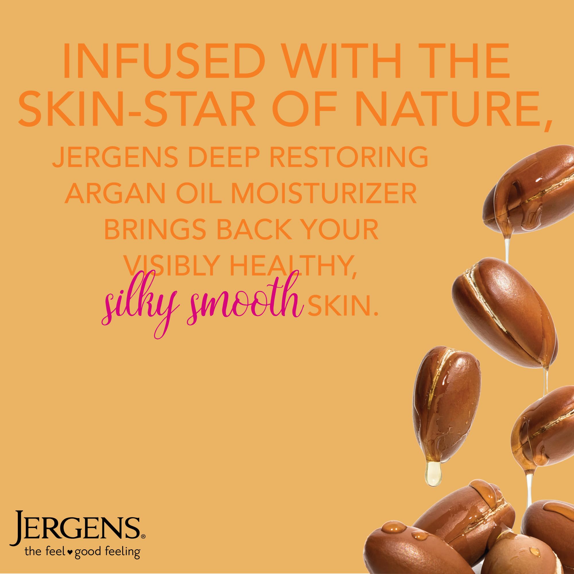 Jergens Deep Restoring Argan Oil pump bottle for easy, fast absorbing moisture.