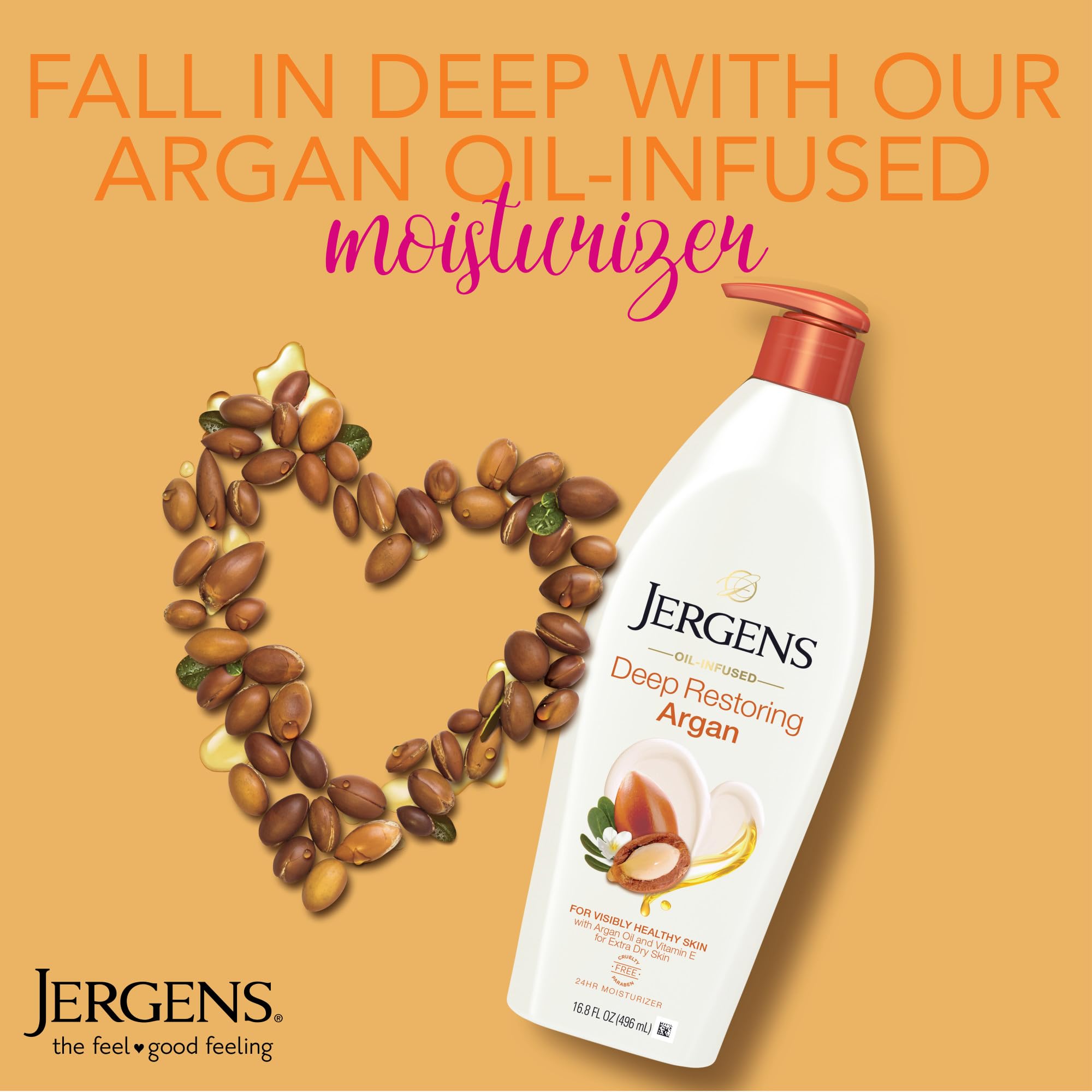 Jergens Deep Restoring lotion massaged into dry skin for lasting comfort.