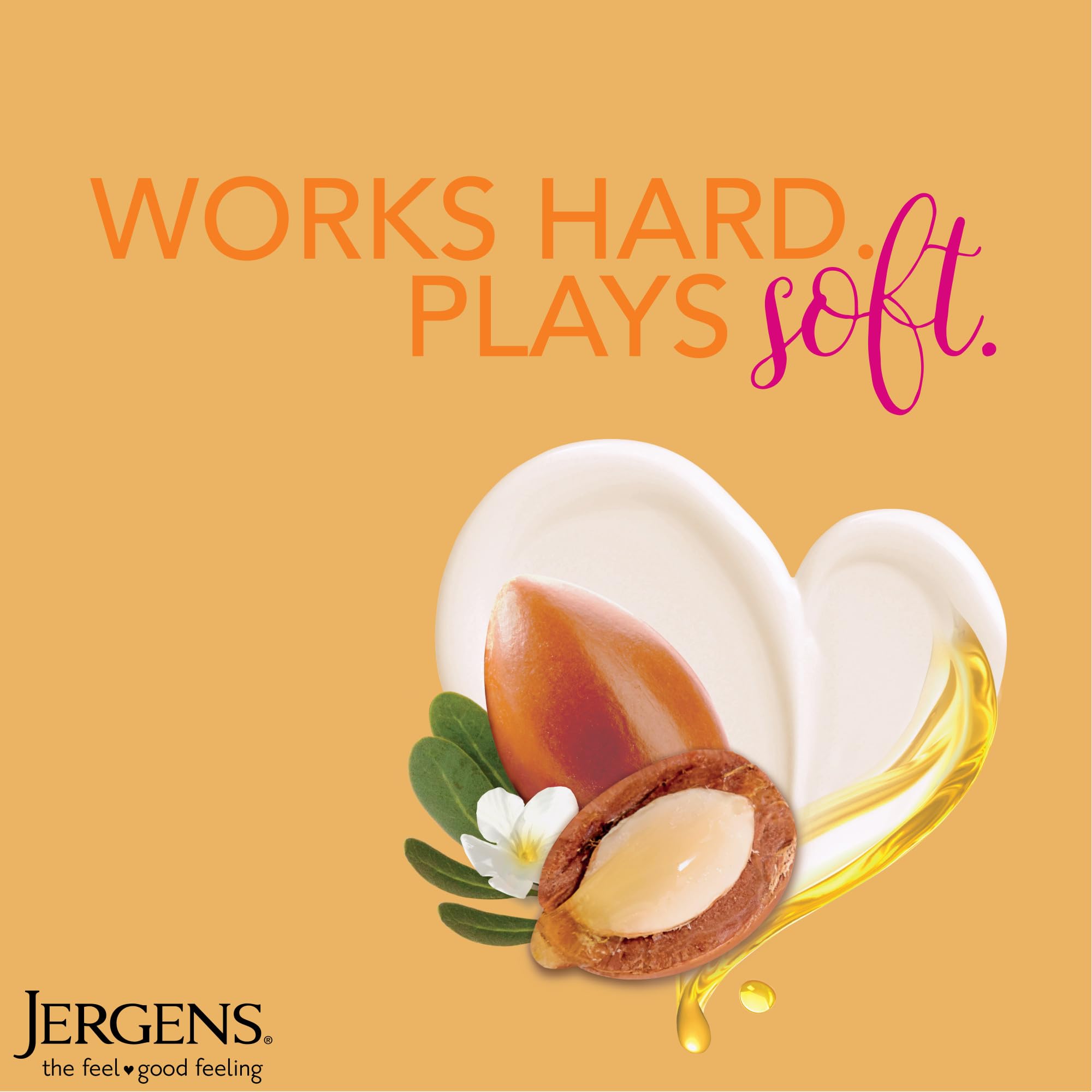 Jergens hand and body lotion soothing dry hands and resilient skin.