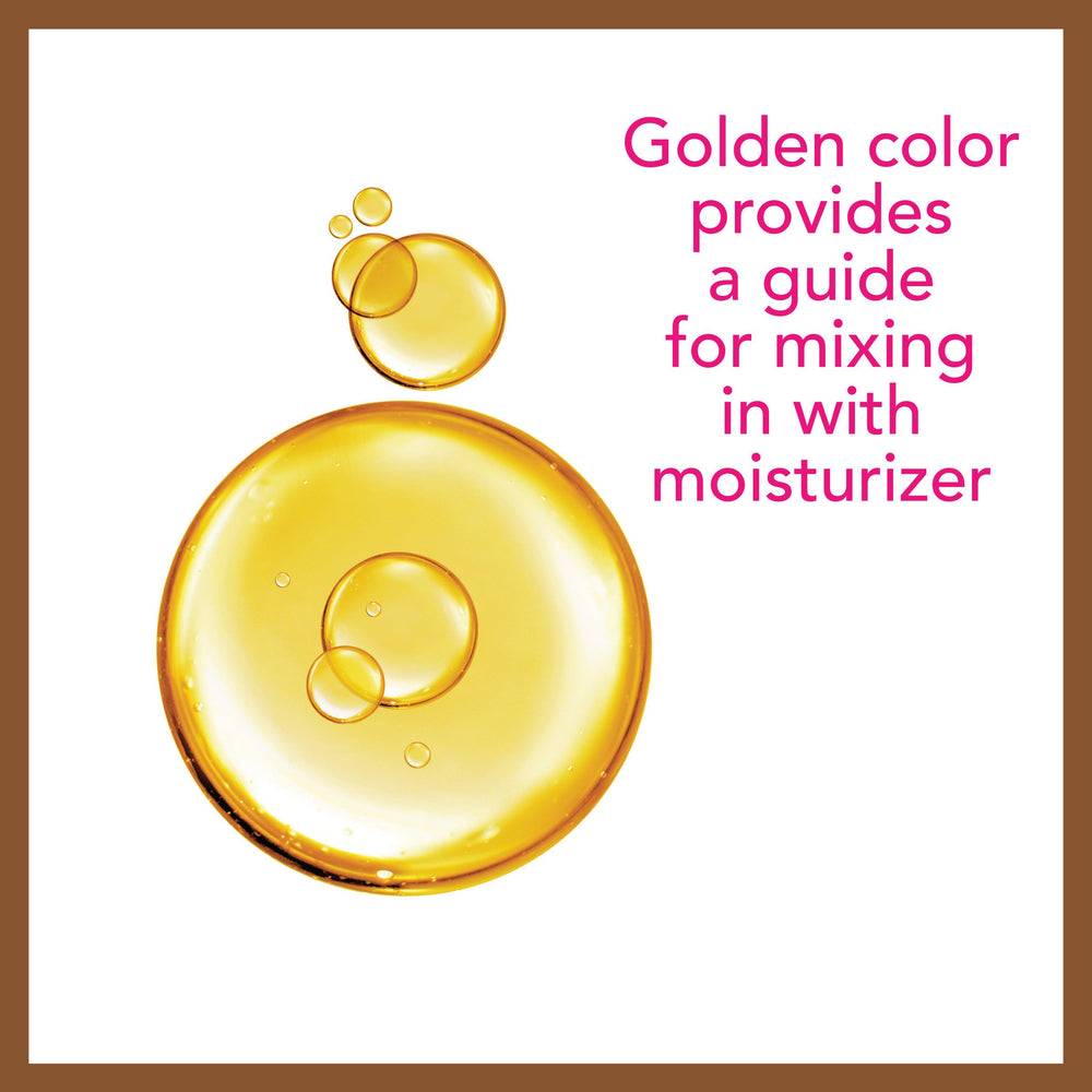 Jergens Instant Sun Drops oil-free formula shown on skin for comfortable wear.