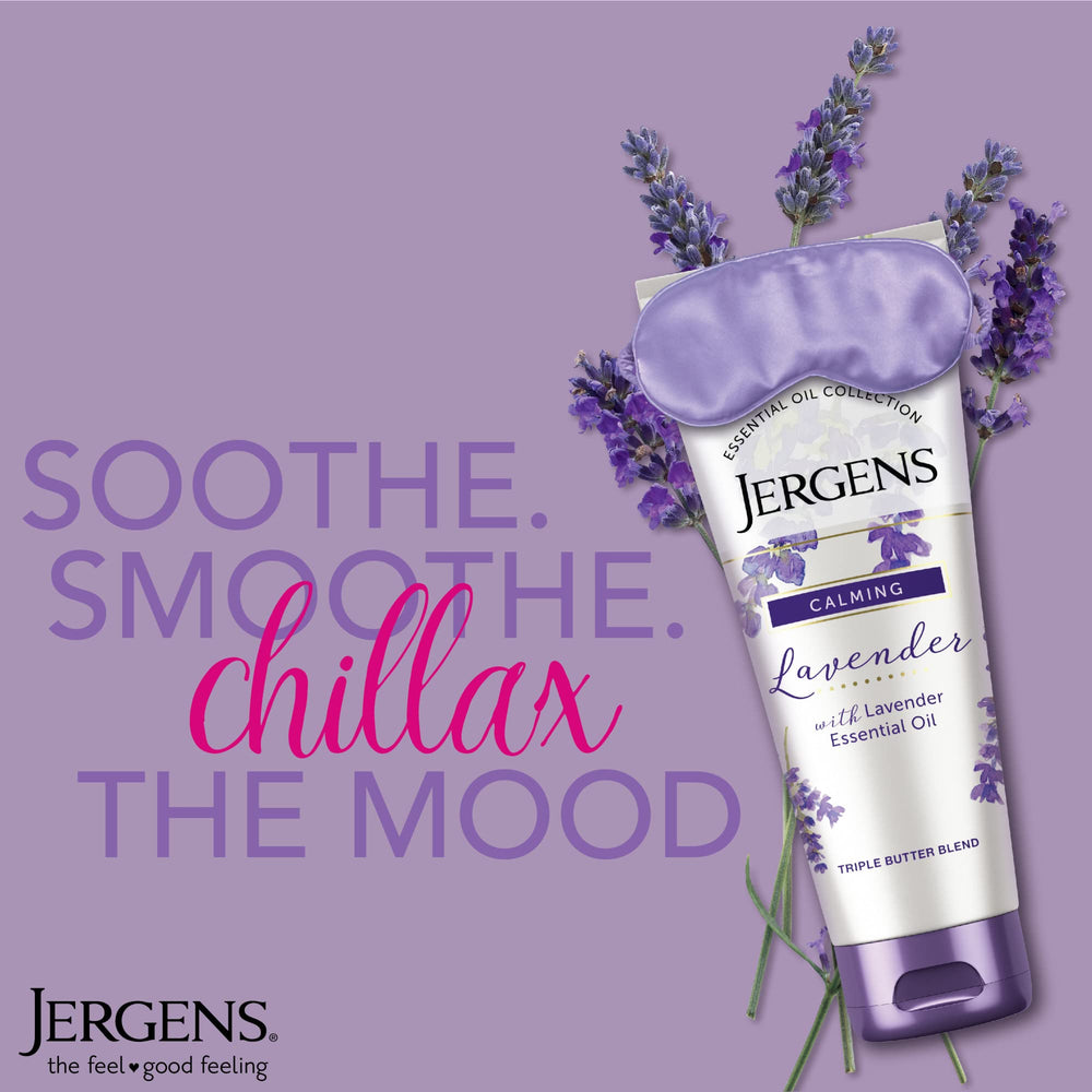 Jergens Lavender Body Butter texture close-up with rich cream for smooth, hydrated skin