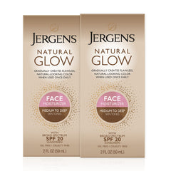 Jergens Natural Glow Face SPF20 bottle showing color enhancement for daily use