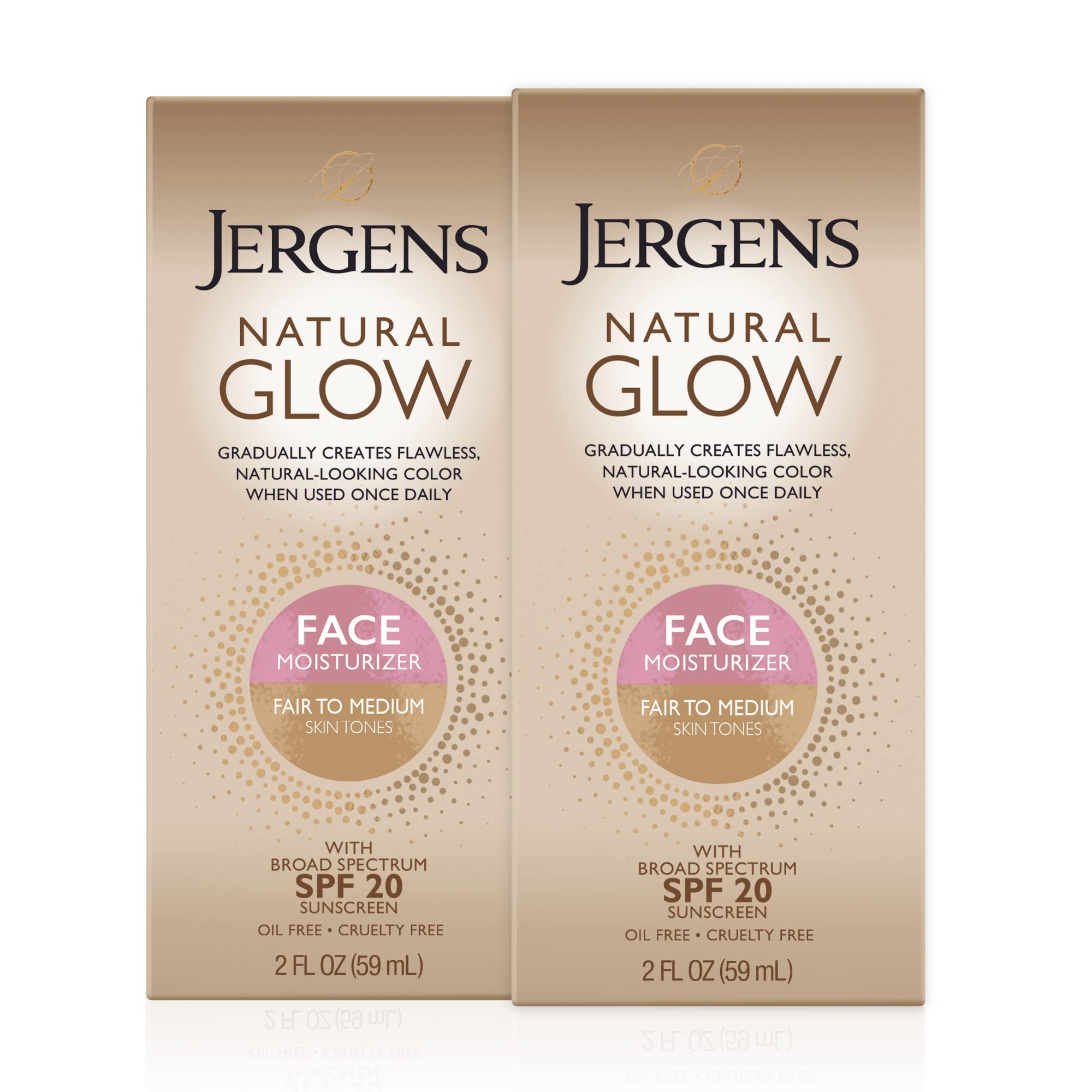 Jergens Natural Glow face lotion bottle showing daily sun protection for a natural glow