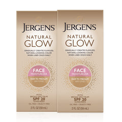 Jergens Natural Glow face lotion bottle showing daily sun protection for a natural glow