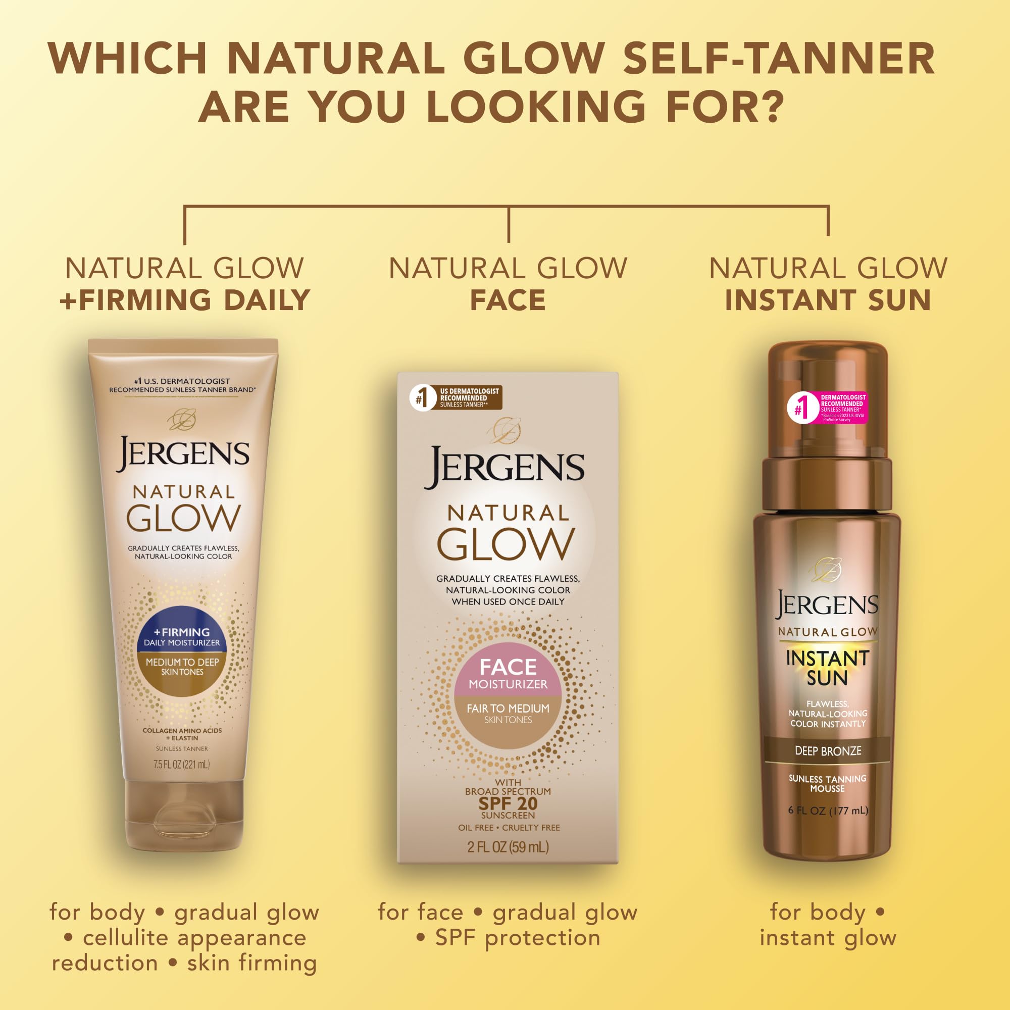 Morning routine with Jergens Natural Glow +Firming for glow.