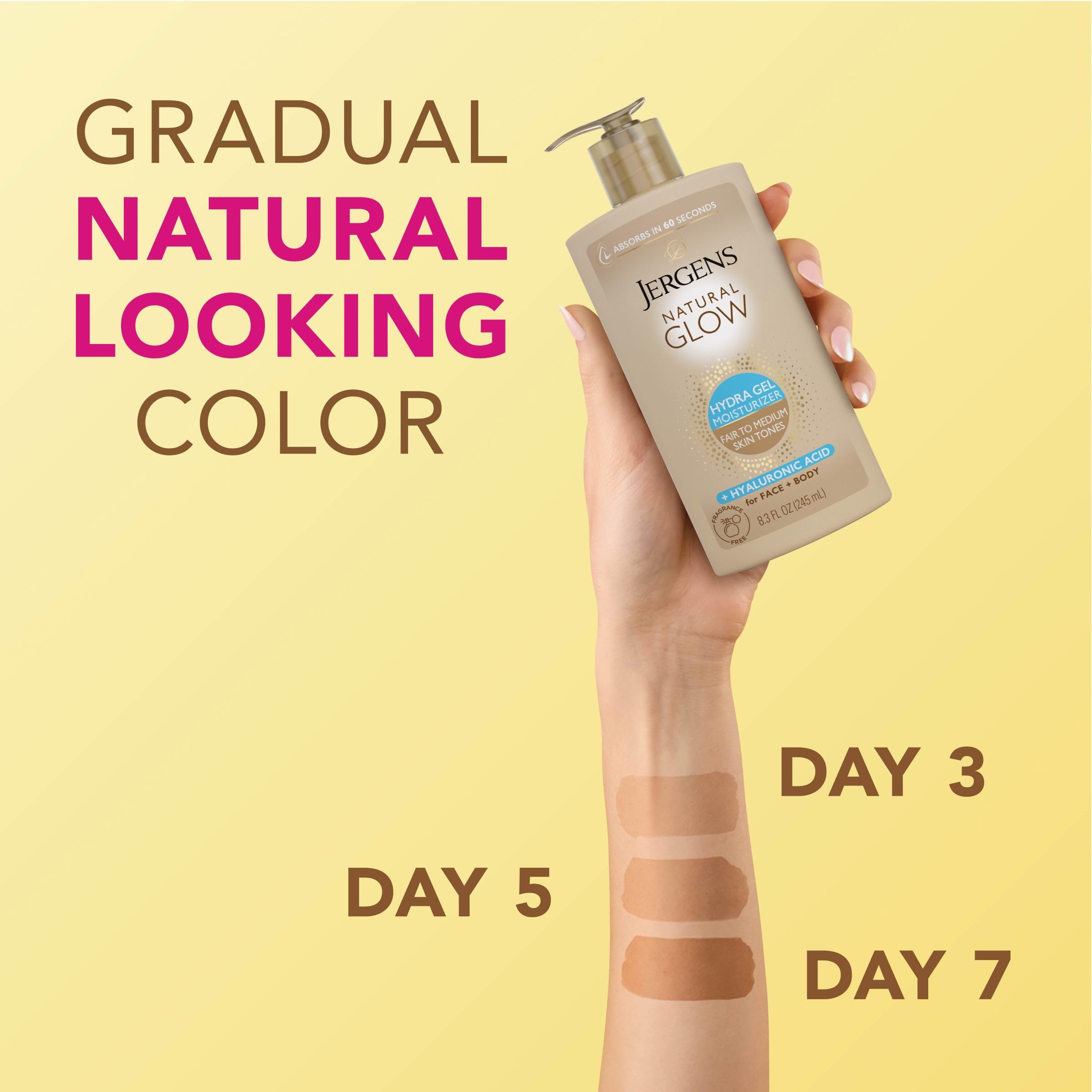 Jergens Hydra Gel texture close-up emphasizes lightweight hydration and smooth feel.