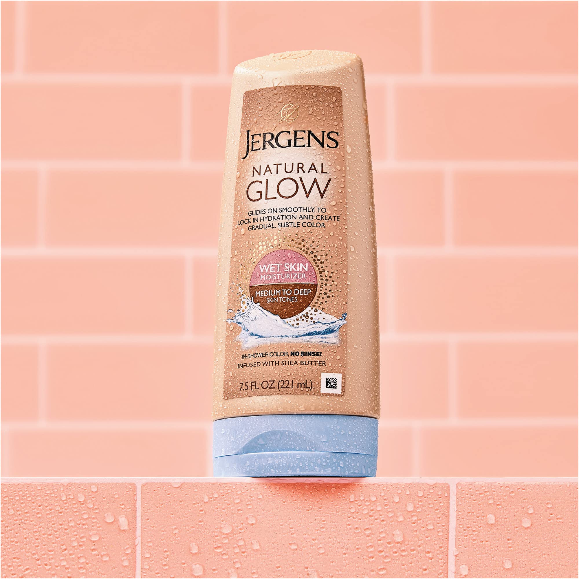 Two-pack display of Jergens Natural Glow in-Shower lotion for everyday use