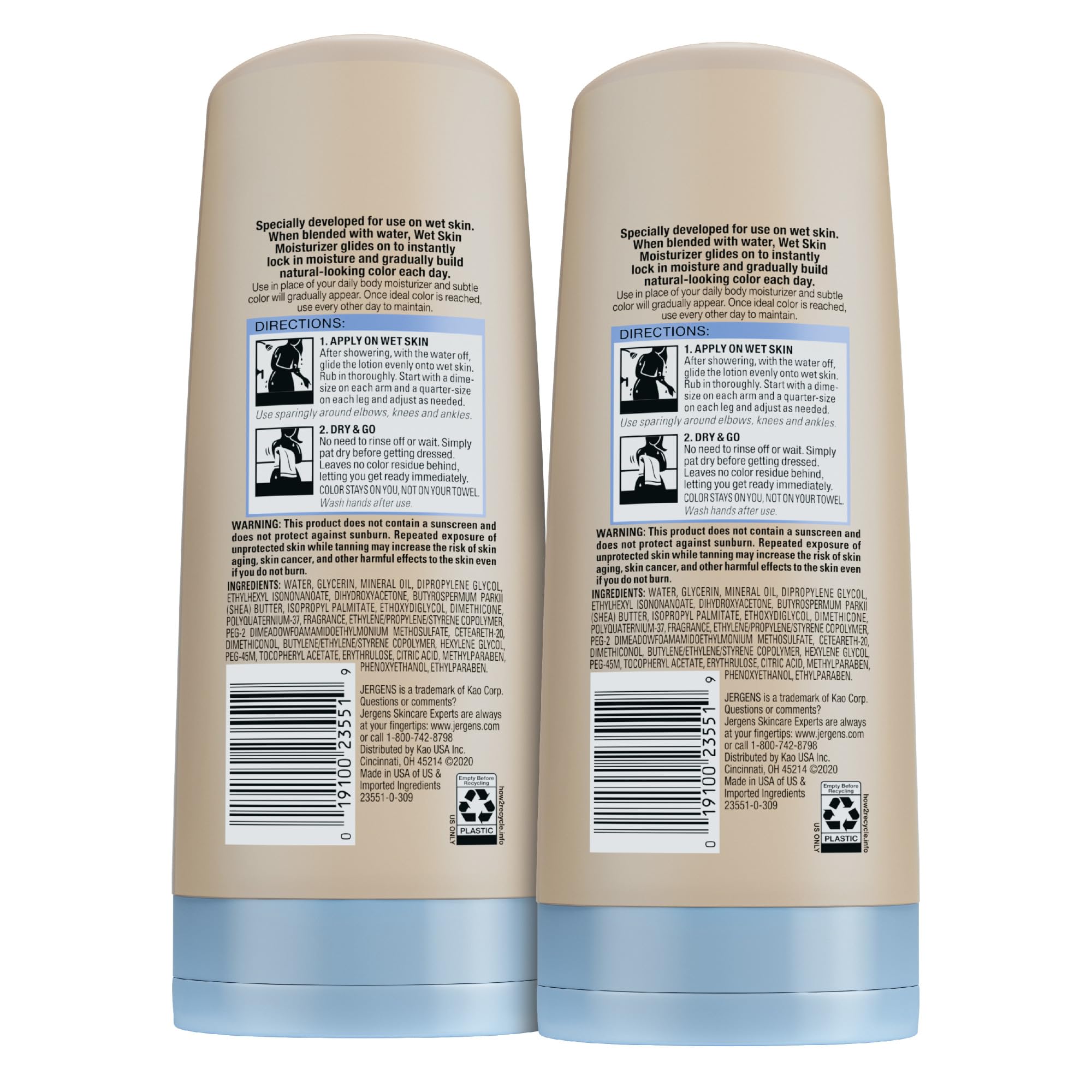 Jergens Natural Glow in-Shower lotion bottle emits a light, fresh scent