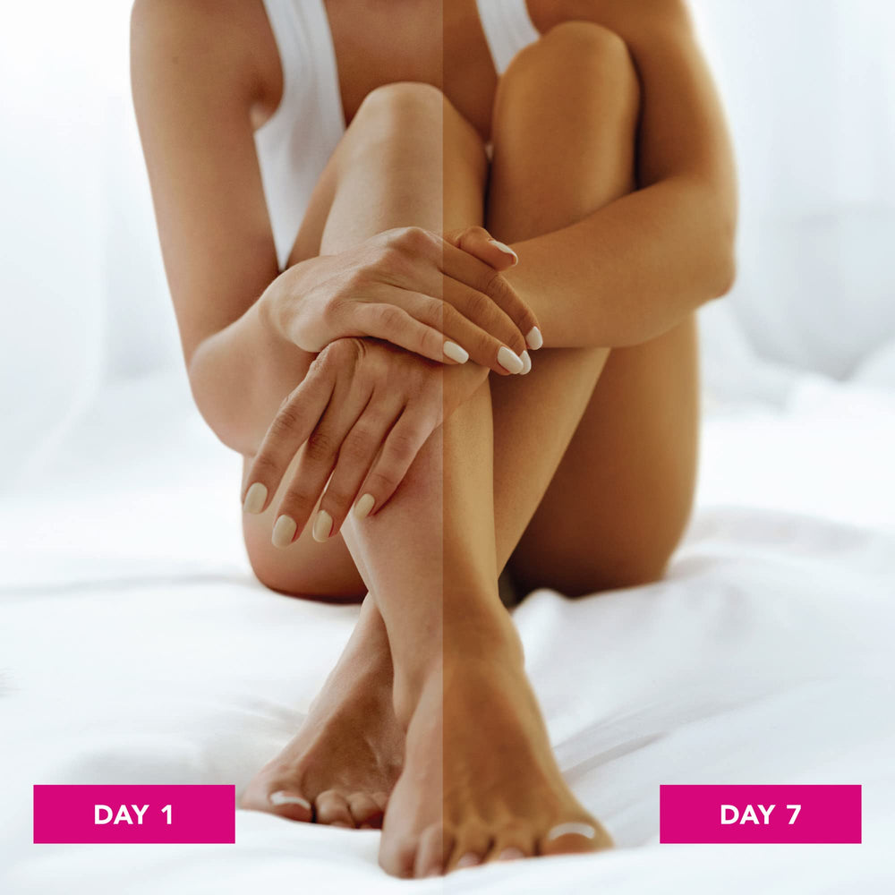 Jergens Natural Glow in-Shower lotion applied to wet skin during shower for even coverage