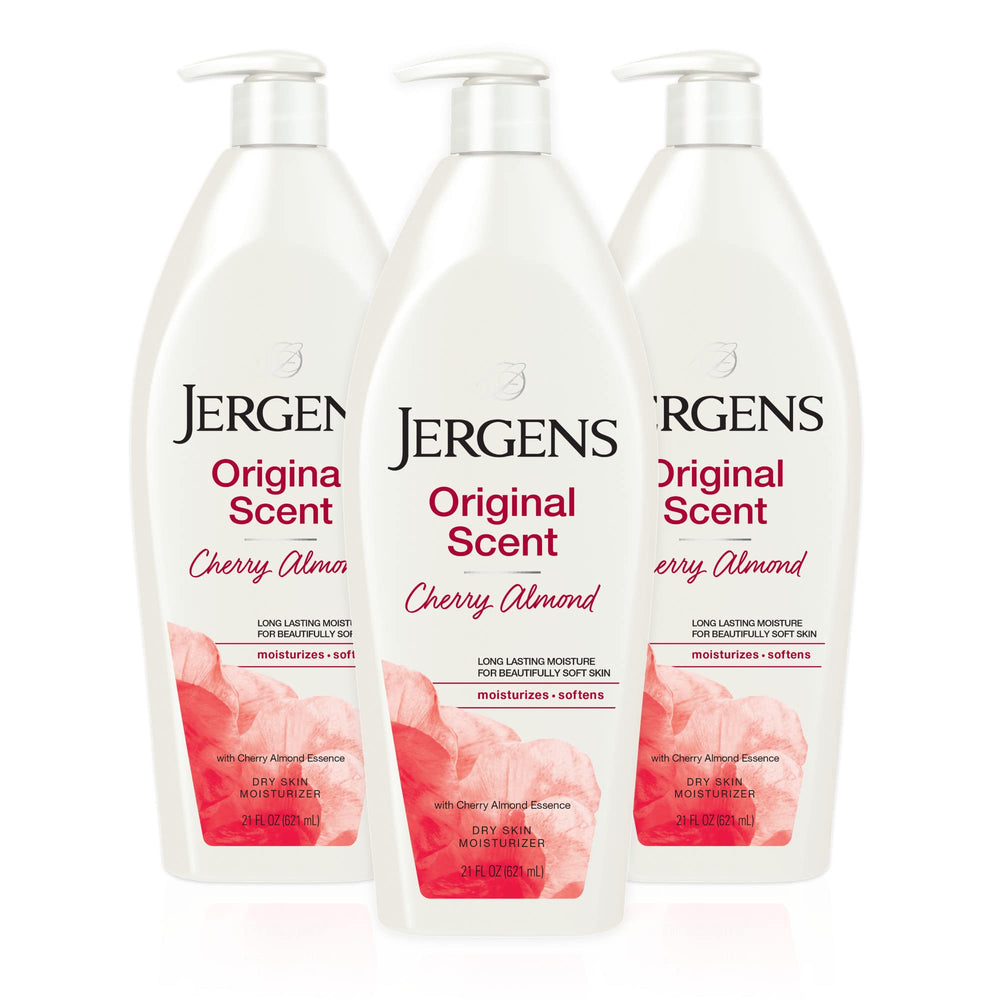 Jergens Original Scent Dry Skin Lotion bottle front, showing long-lasting hydration for dry skin.