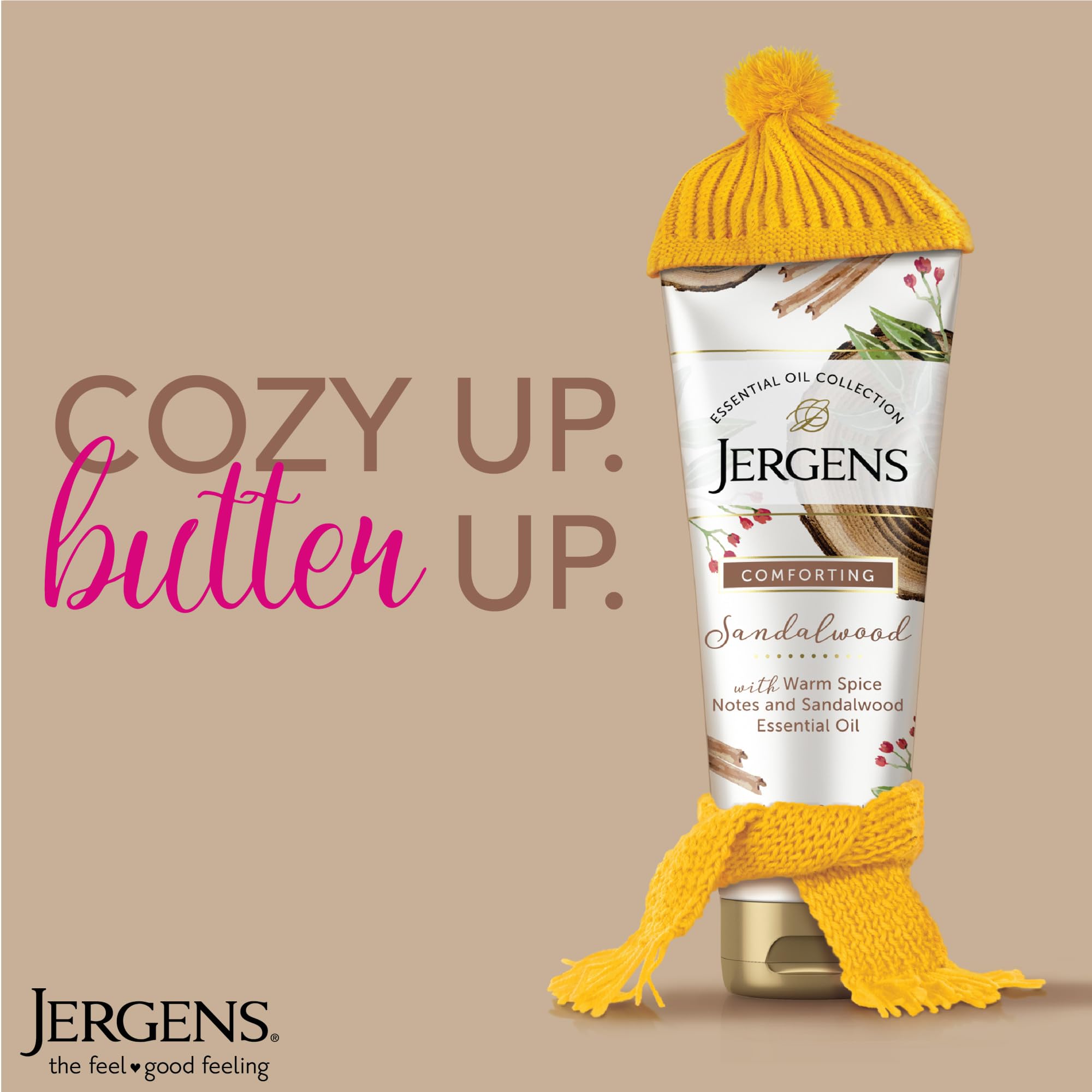 Jergens packaging front highlights triple butter formula for nourished skin.