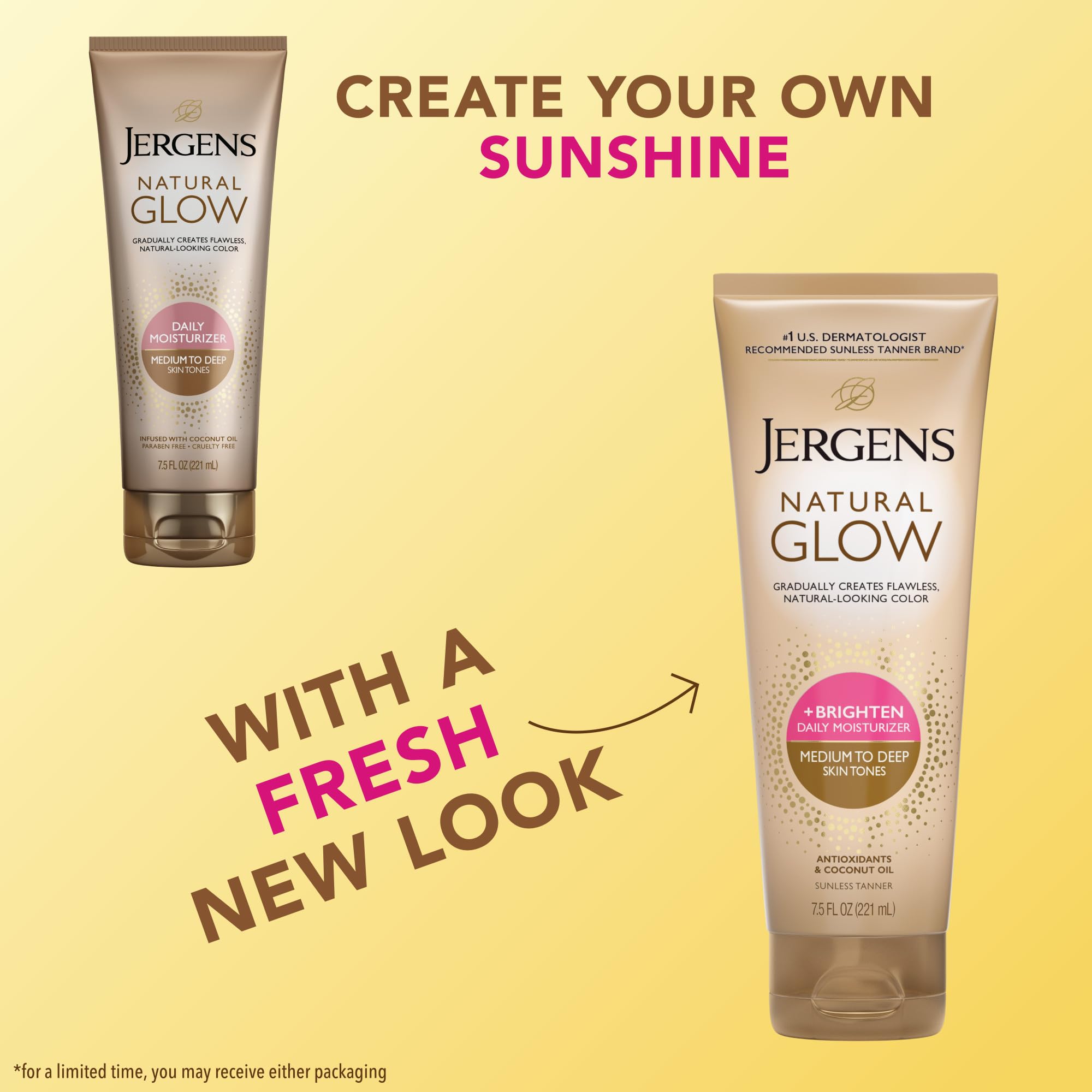 Jergens self-tanner lotion being applied for smooth, even color