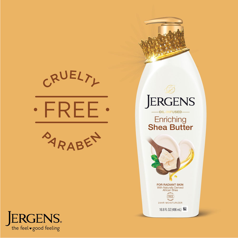 Hands applying Jergens lotion for quick absorption and soft skin