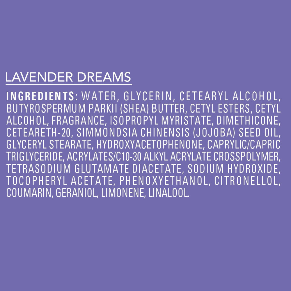 14 oz Jergens Shea Fusion Lavender Dreams bottle ready for daily skincare routine.
