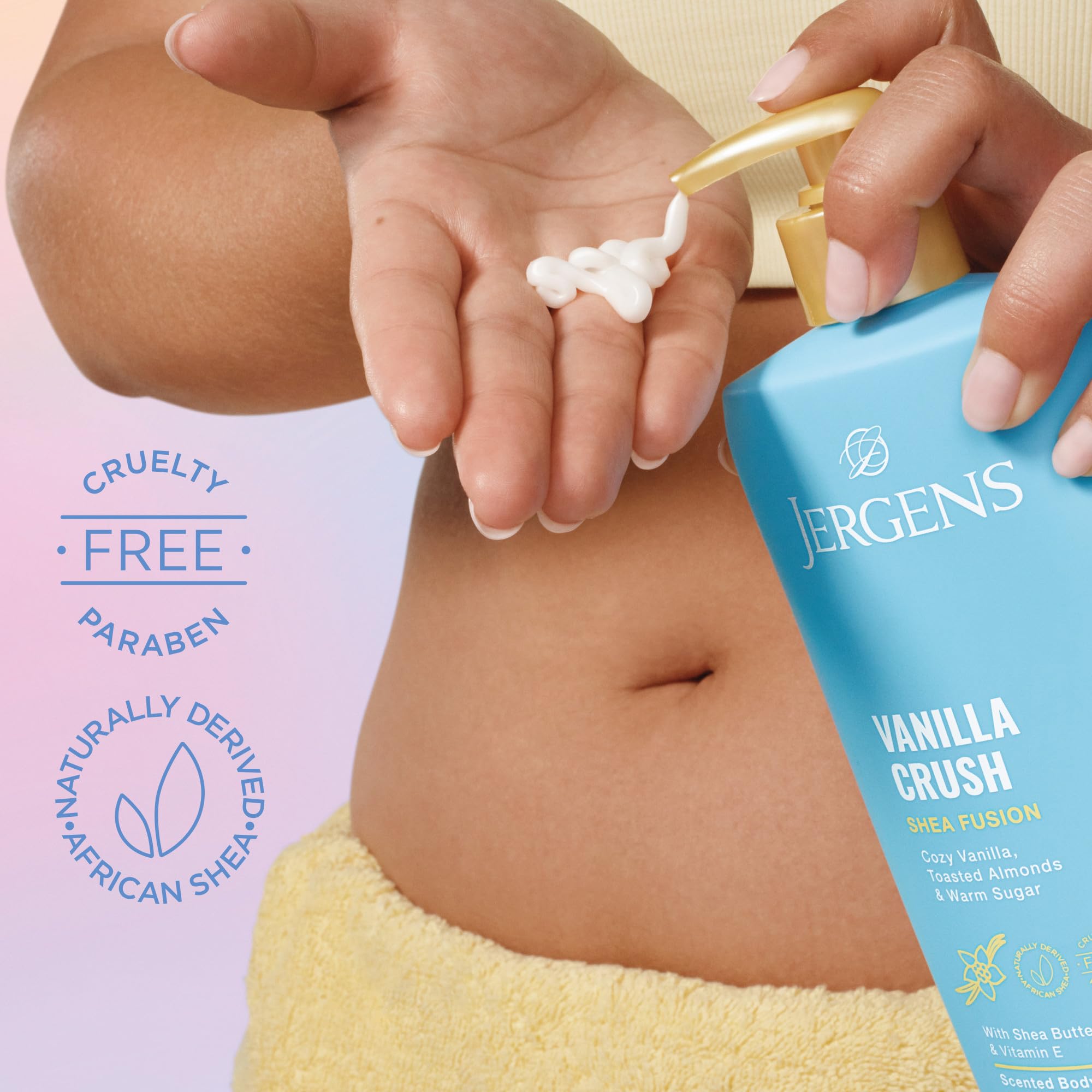 Scented lotion on a bathroom shelf hints at cozy morning routines.