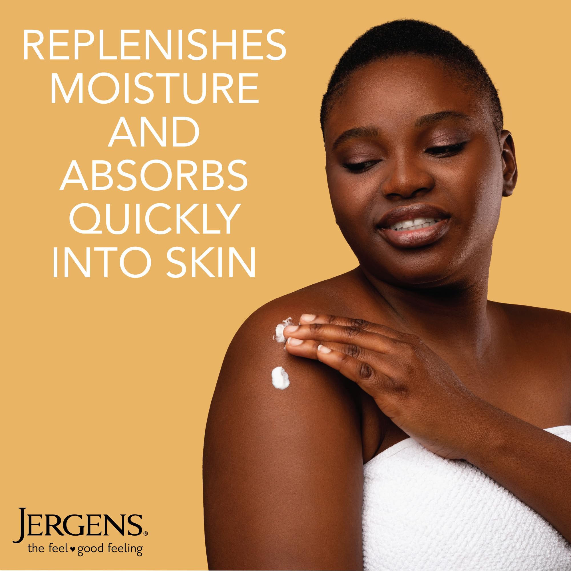 Jergens Skin Firming Lotion texture swirl showing creamy consistency