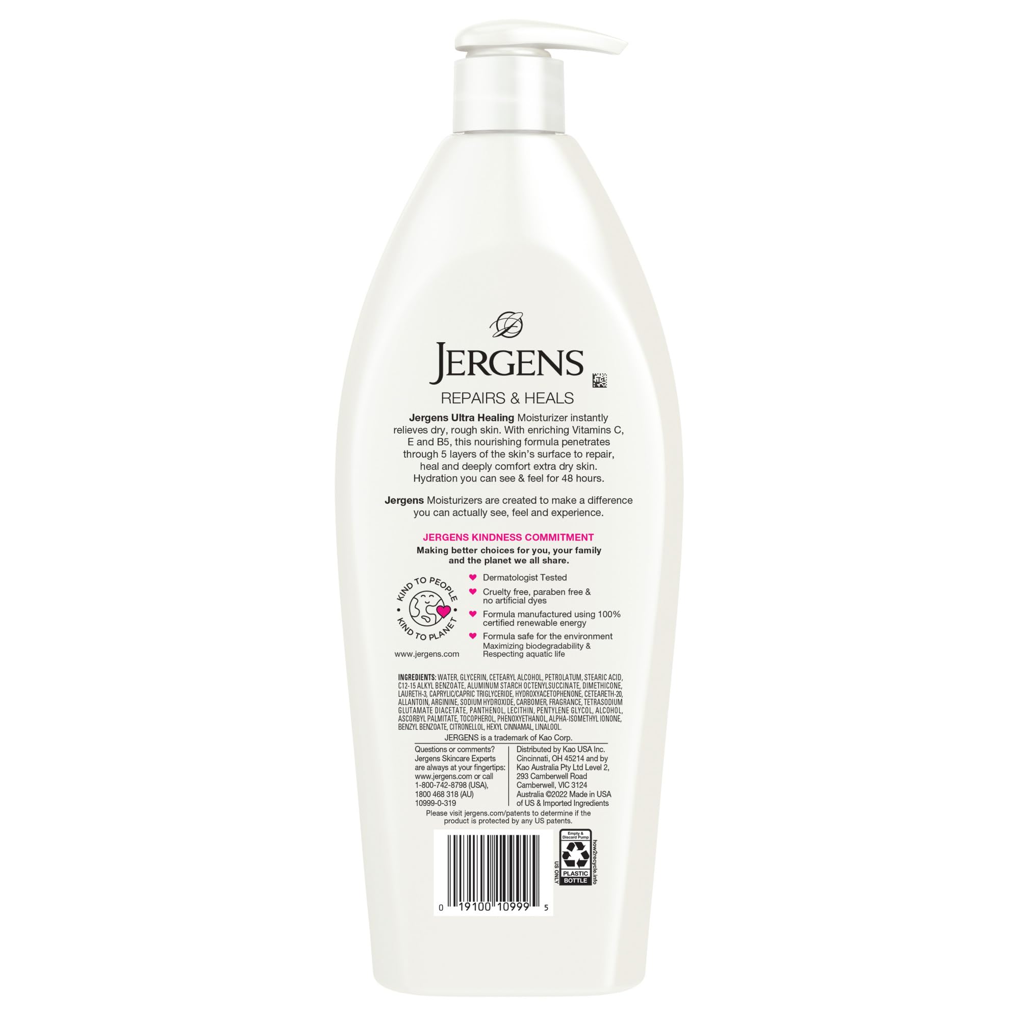 Jergens Ultra Healing lotion on bathroom shelf ready for daily use