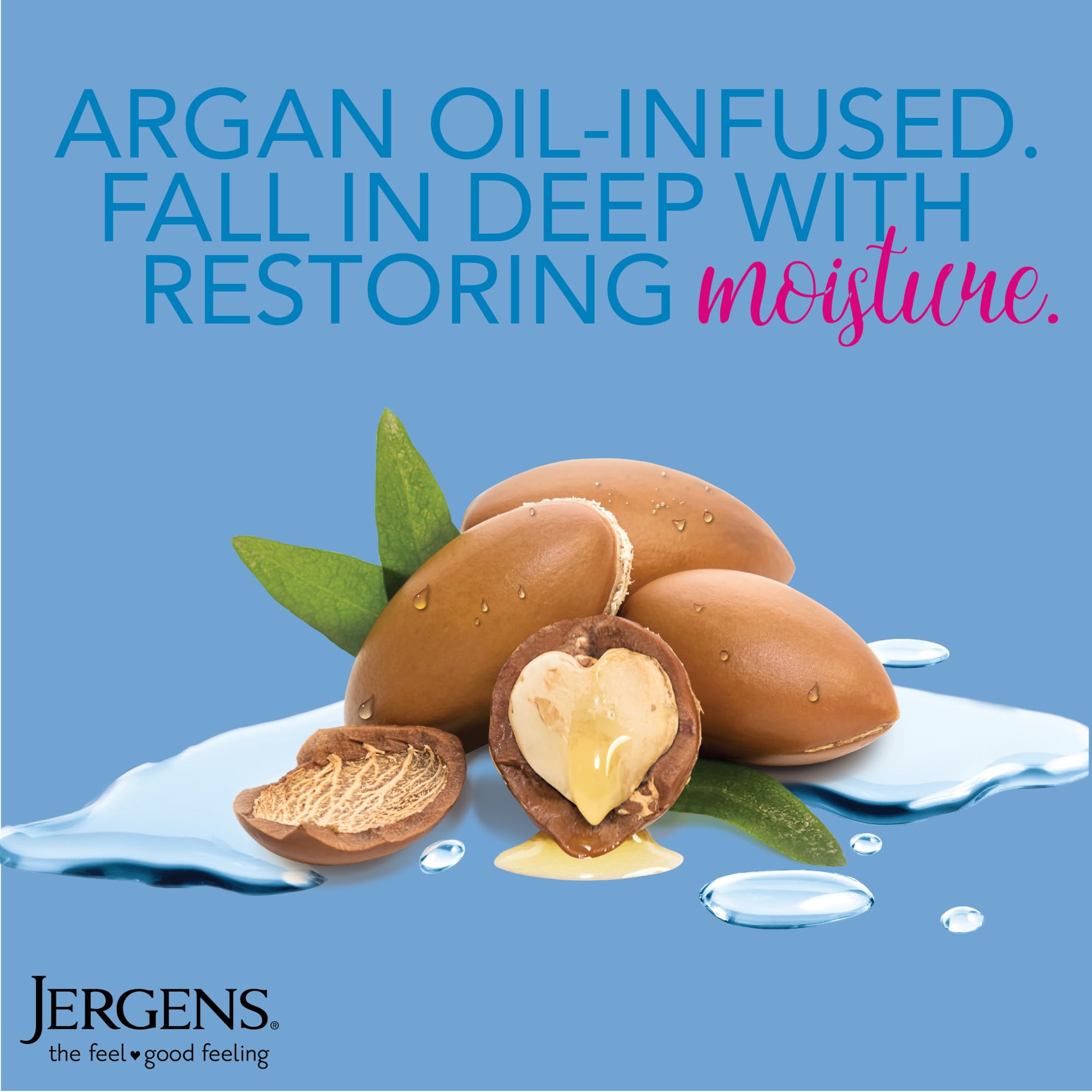 Jergens Wet Skin Moisturizer being applied on wet skin in shower.