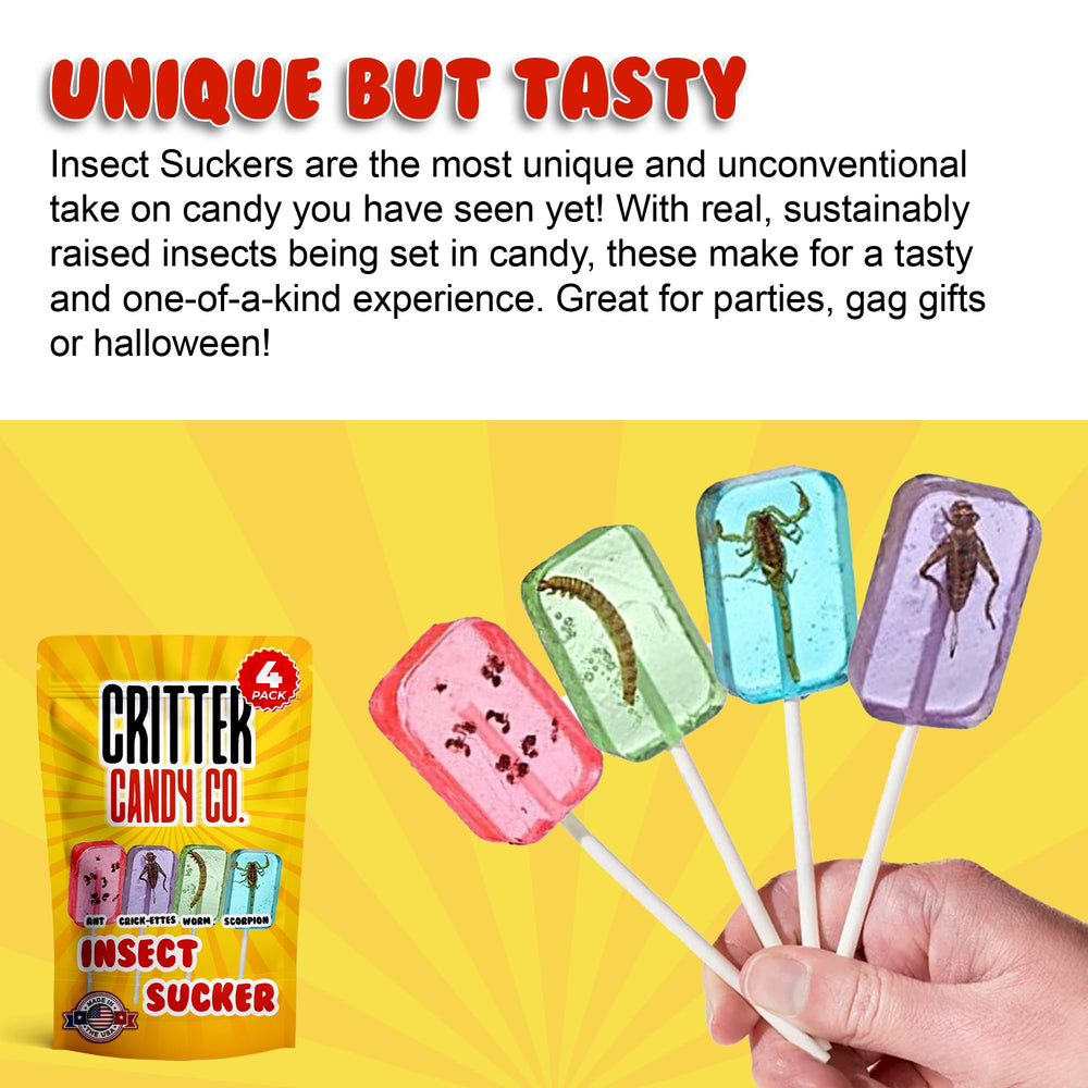 Jerky-n-Spice HotLix ants lollipop, tiny crunch with a bold finish