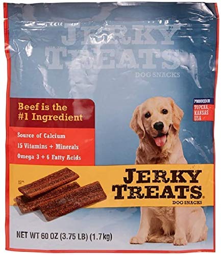 Jerky Treats Tender Strips beef dog snack for tasty rewards and coat support.