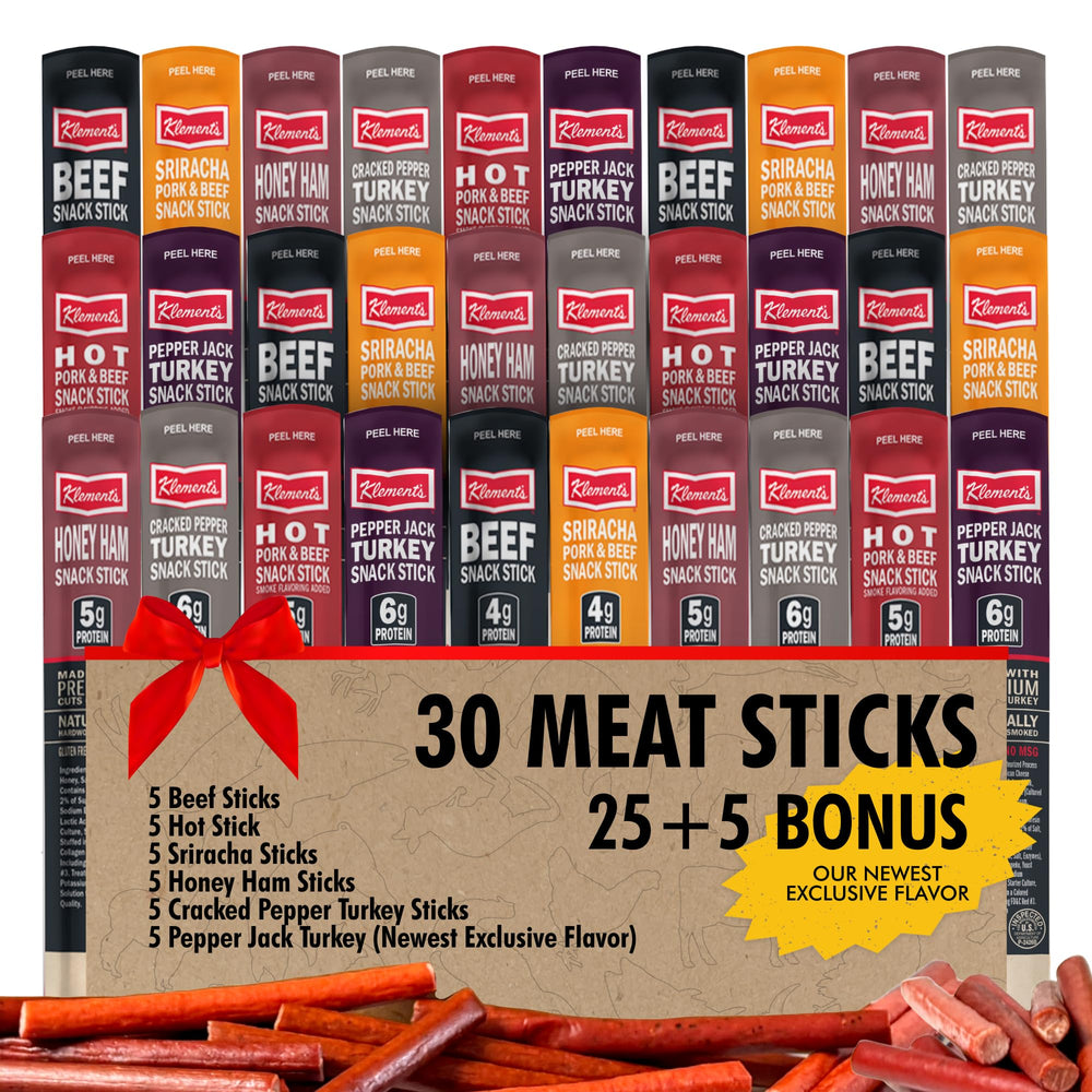 Jerky.com 30-pack variety box front view with bold, ready-to-eat snacks.