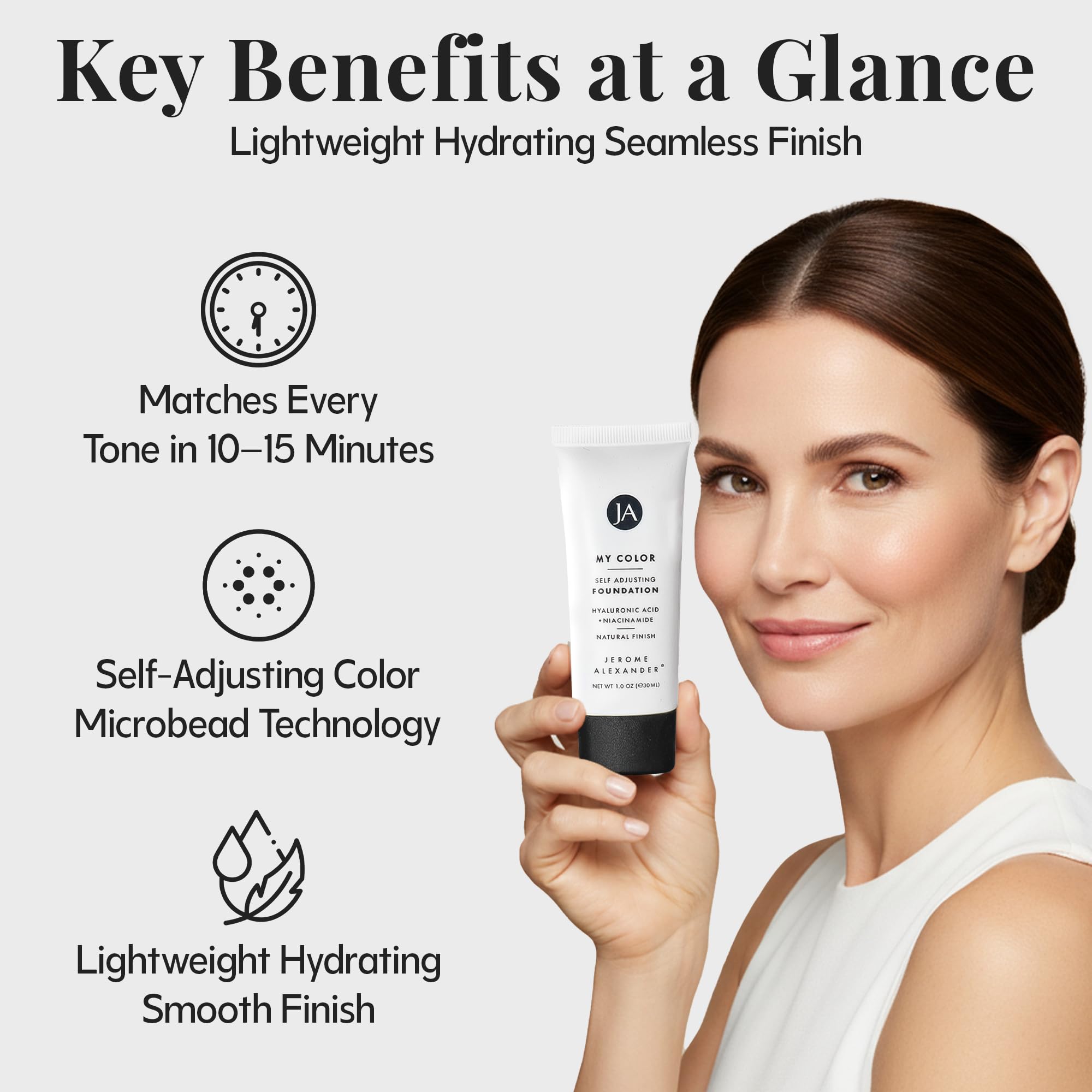Jerome Alexander My Color foundation dispense area highlighting smooth flow for even application