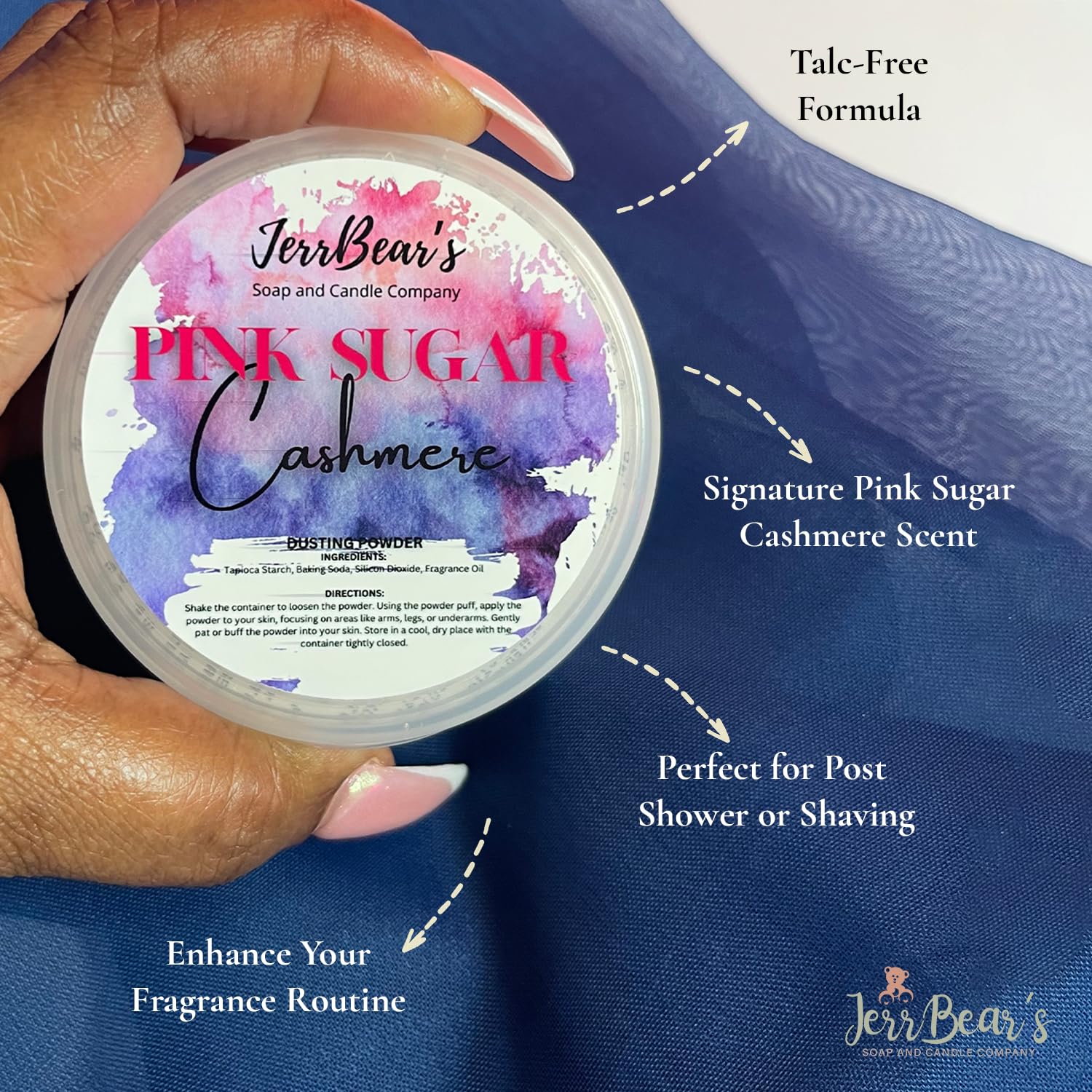 Image shows post-shower use for silky finish and daily freshness.