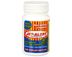 Jet-Alert packaging box shows convenient storage and travel-ready caffeine option.