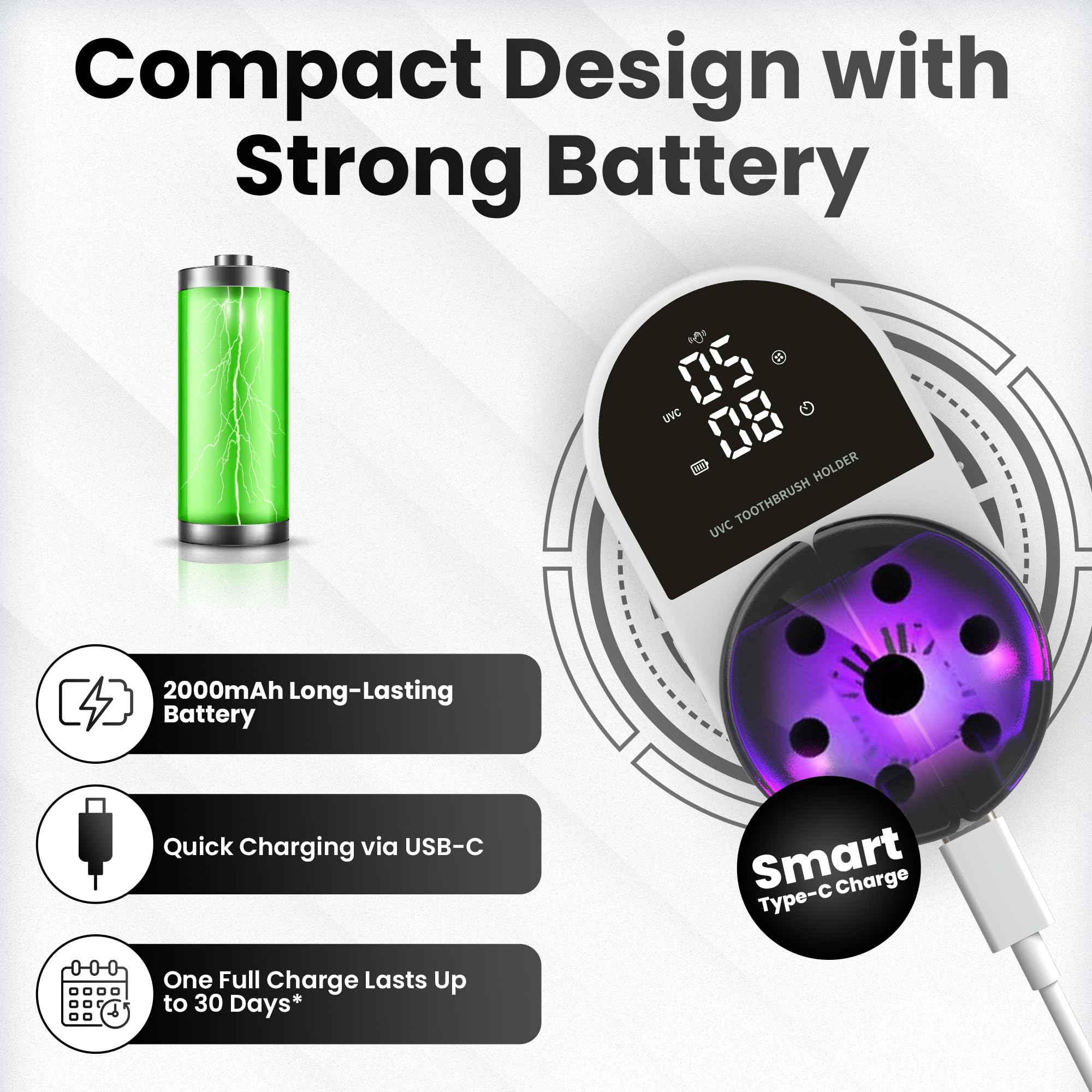 JetFresh UV toothbrush sanitizer holder UV light cycle for refreshing bristles.