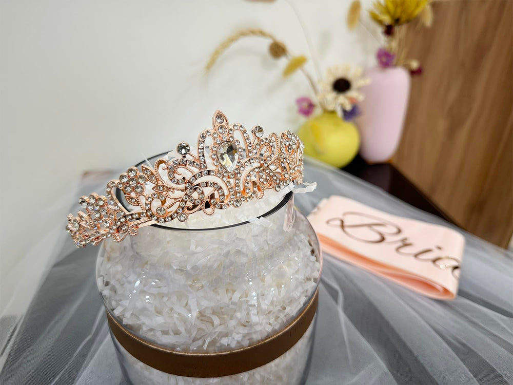 JETKONG bride-to-be sash in rose gold for standout party moments.