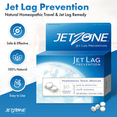 JetZone Jet Lag Remedy chewables on a blister pack for easy packing.