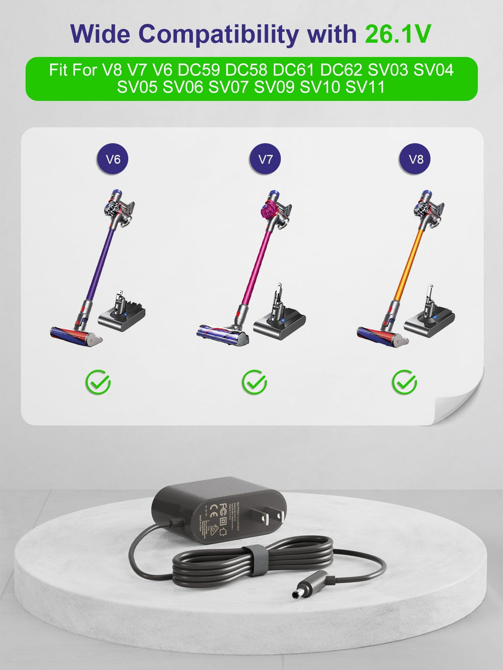 Jeunesse 26.1V charger package shows included power cable and simple setup.