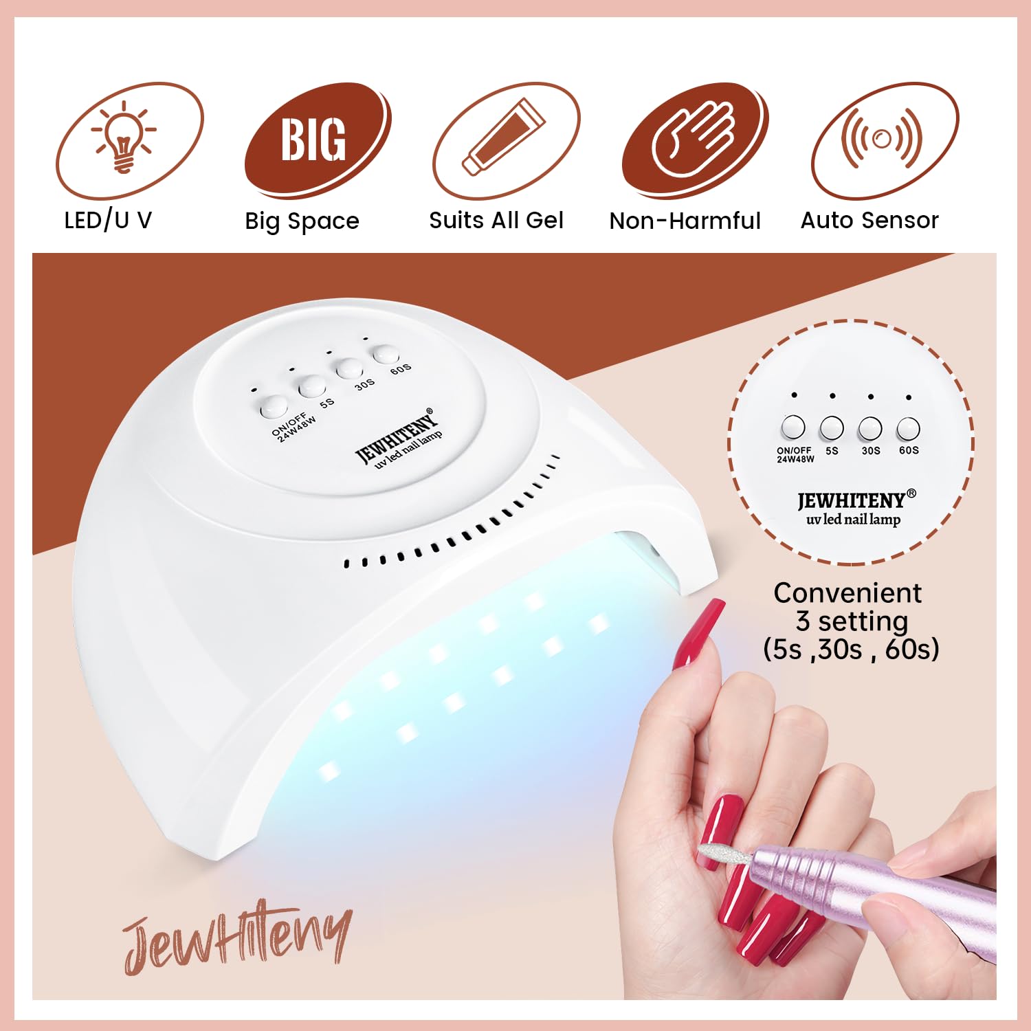 JEWHITENY dual nail forms in 10 sizes for precise extensions.