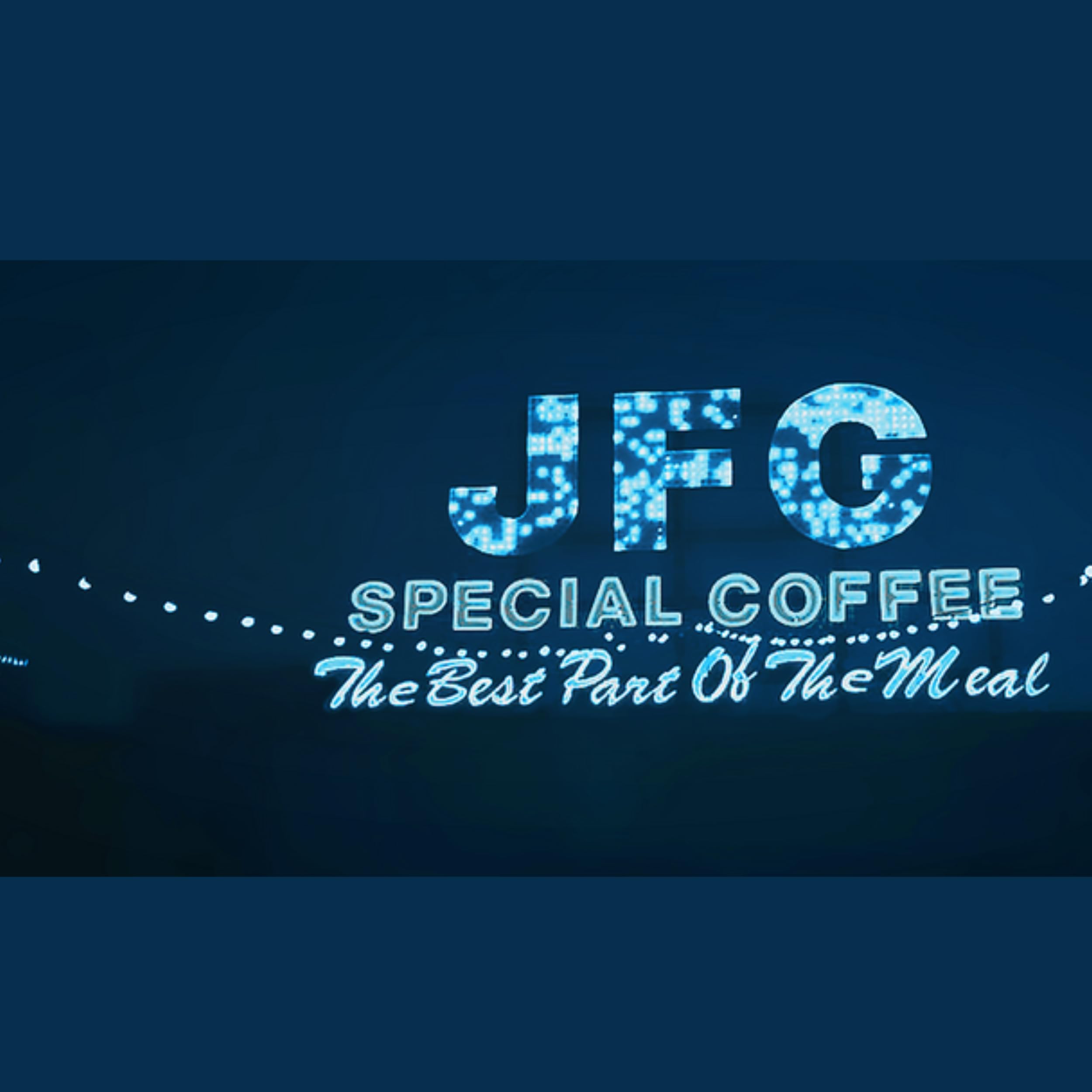 JFG Special Blend aroma rising from a steaming cup.