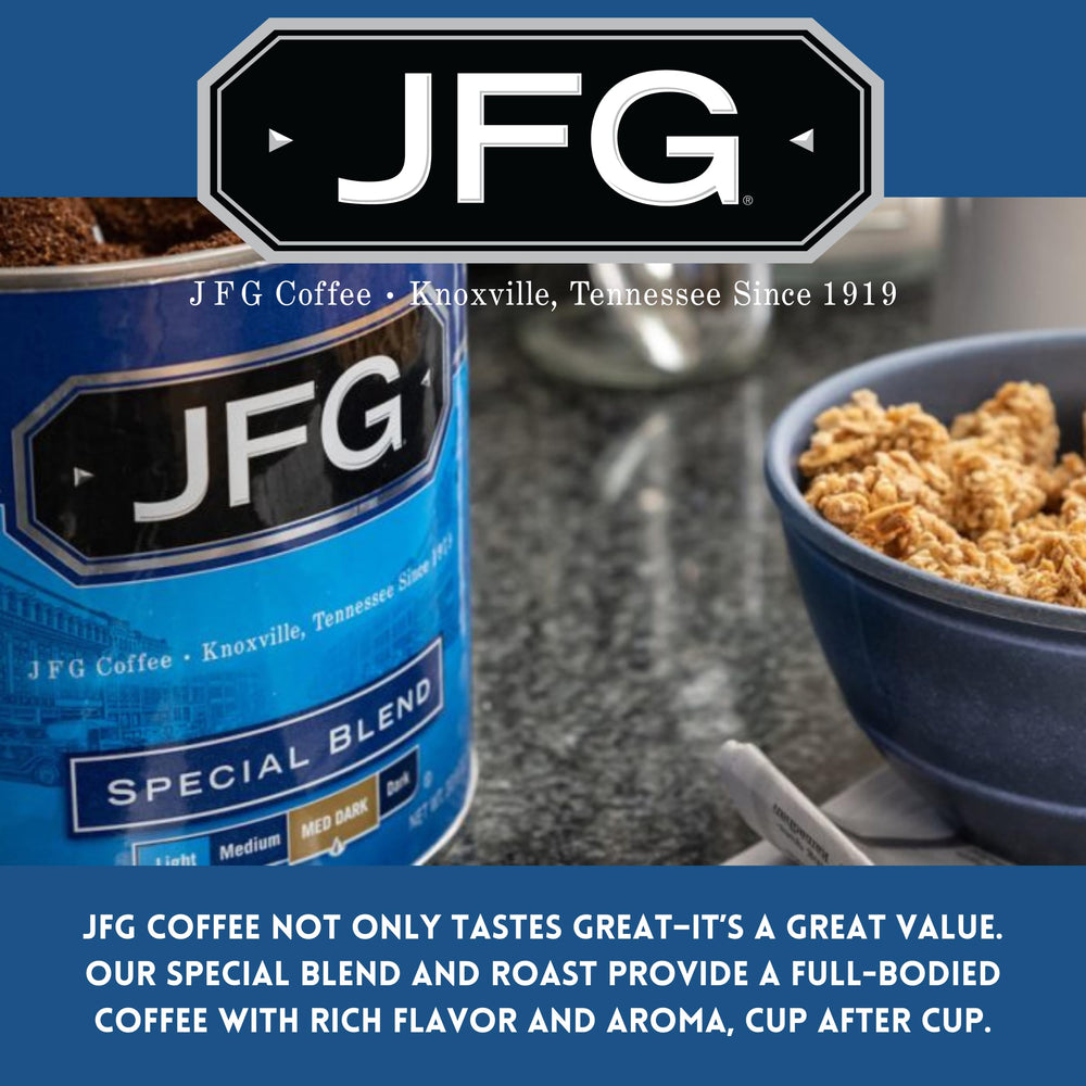 JFG Special Blend ground coffee for consistent brewing.