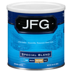 JFG Special Blend Medium-Dark Roast can for a rich morning aroma.