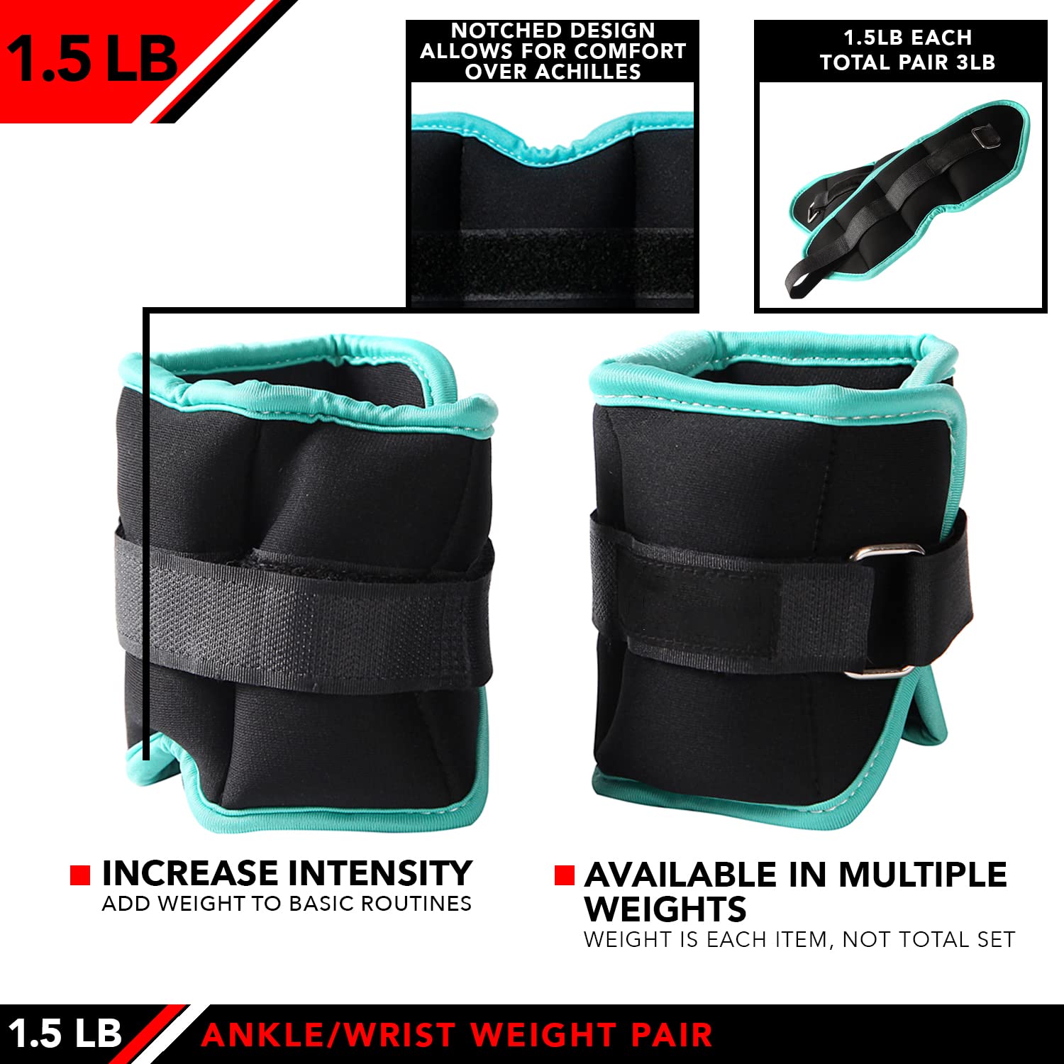 JFIT ankle and wrist weights offer versatile resistance for balance and flexibility training.