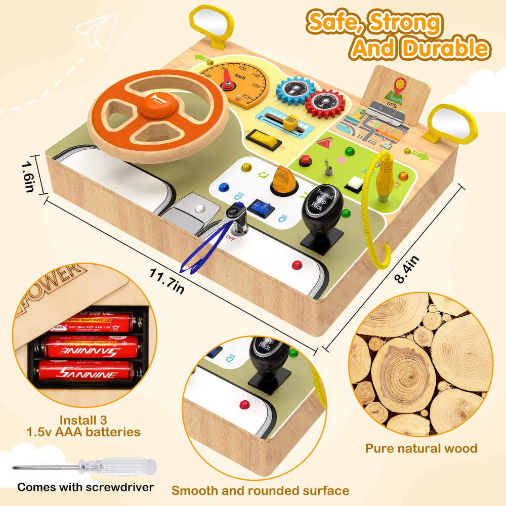 JGOBUB Montessori Busy Board letter grid reinforces early literacy alongside sensory play.