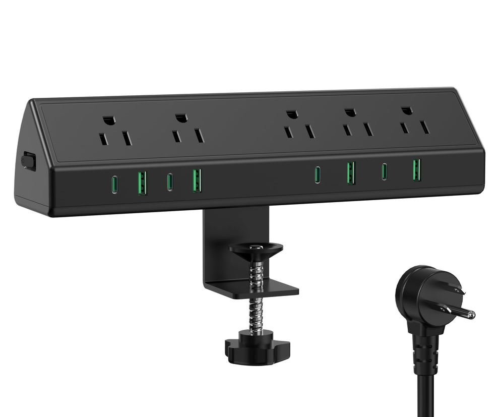 Jgstkcity desk clamp power strip edge mount keeps cables tidy