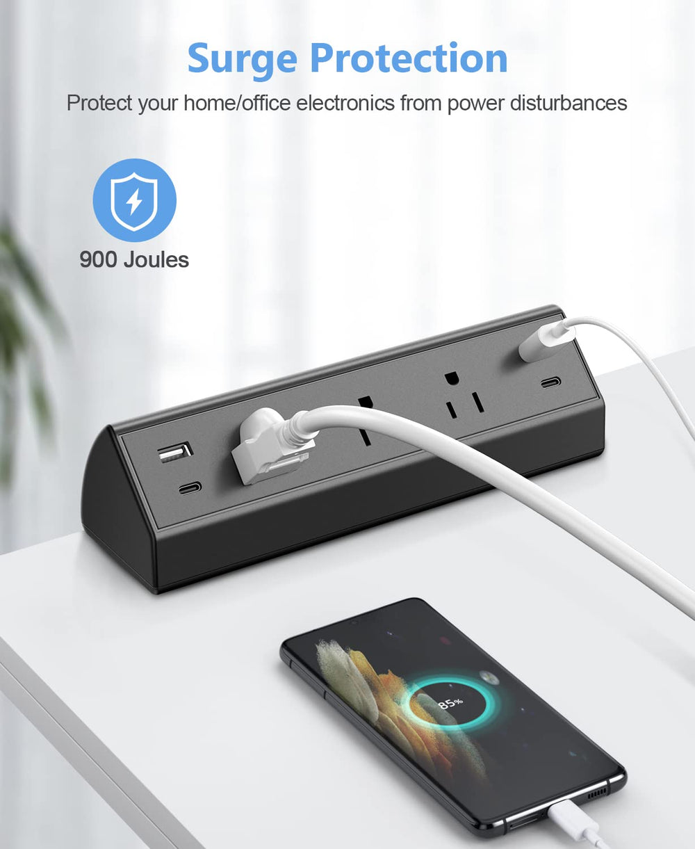 Jgstkcity desk clamp power strip three outlets organize devices.