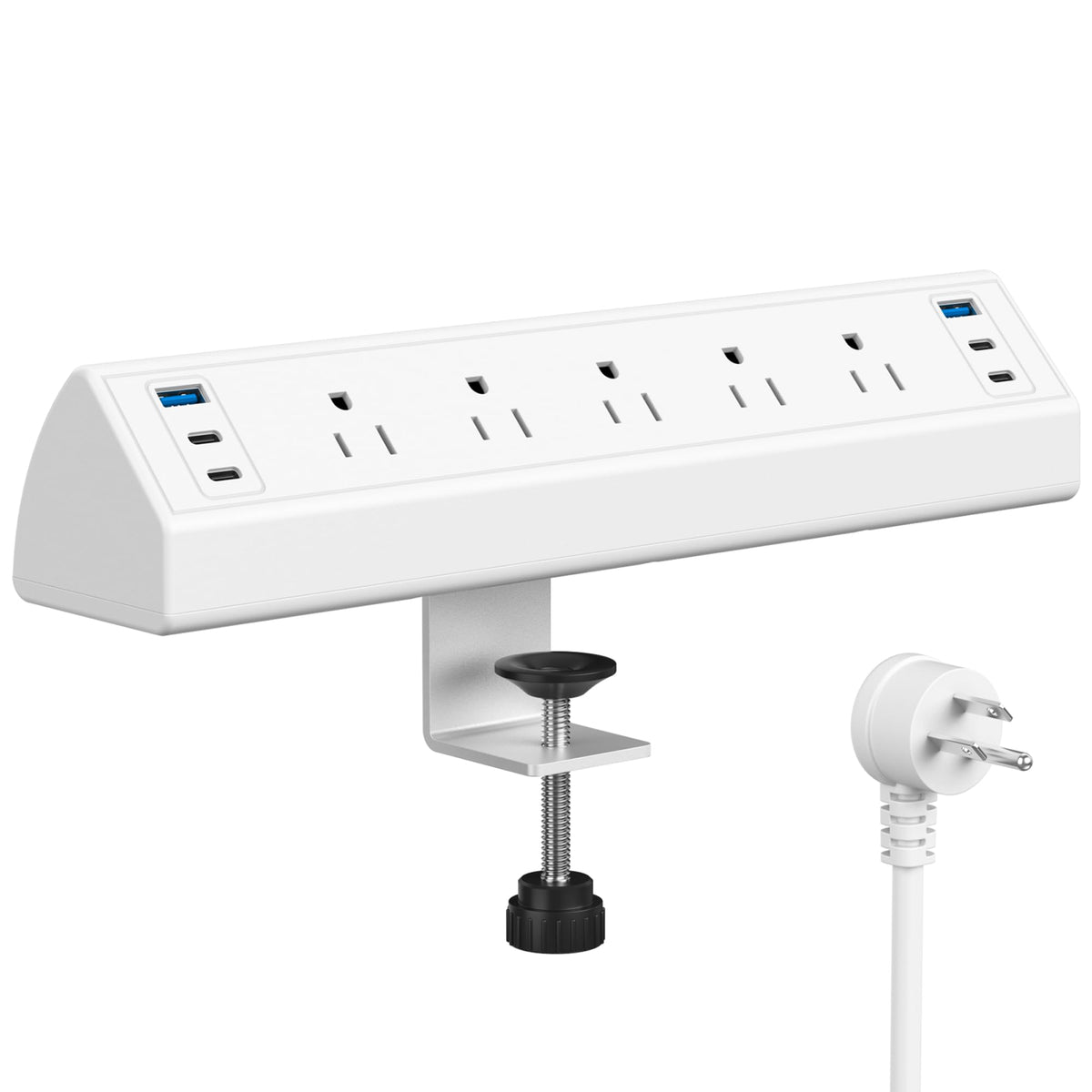 Jgstkcity desk clamp power strip with USB-C ports for tidy, on-desk charging.