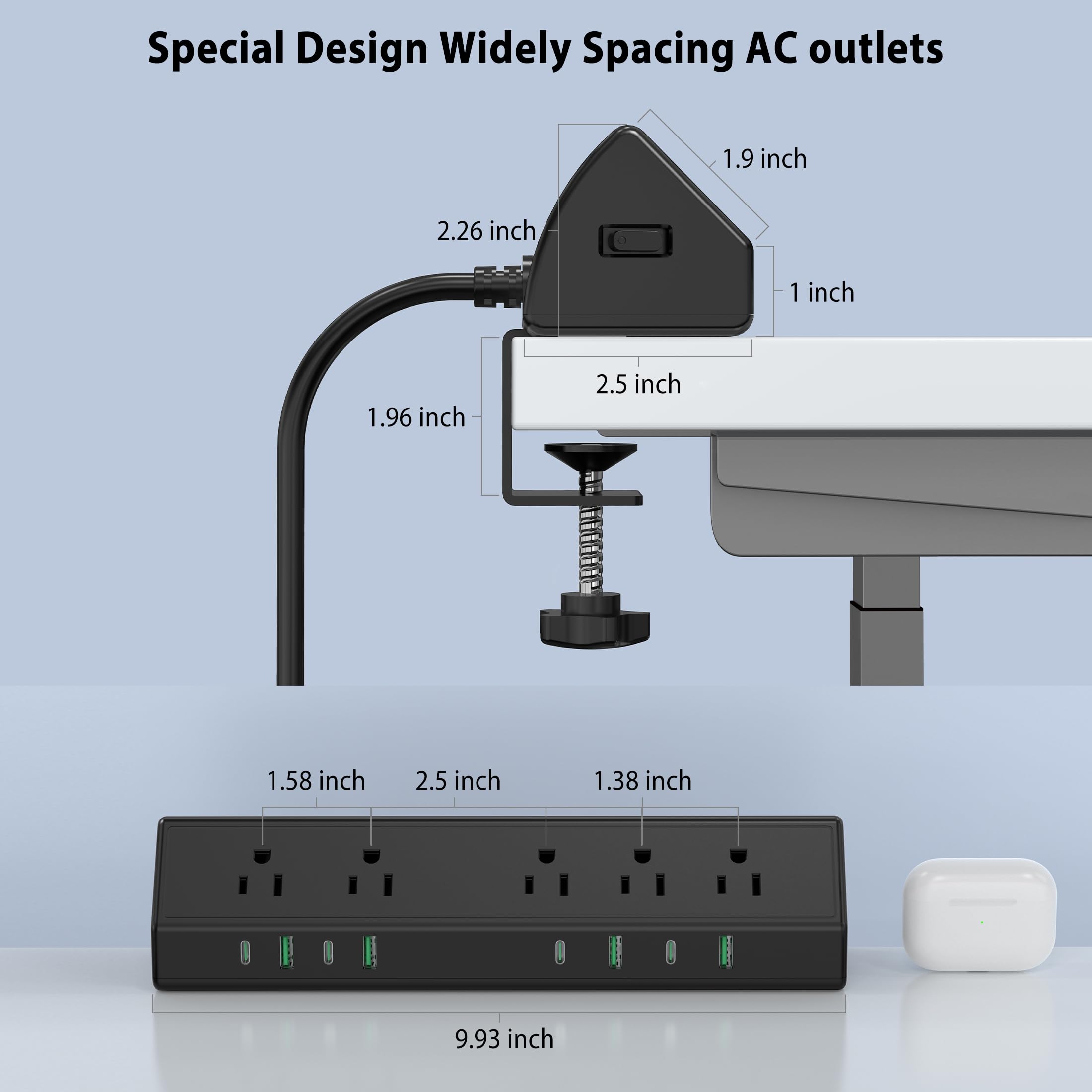 Jgstkcity ETL-listed desk surge protector for safe use