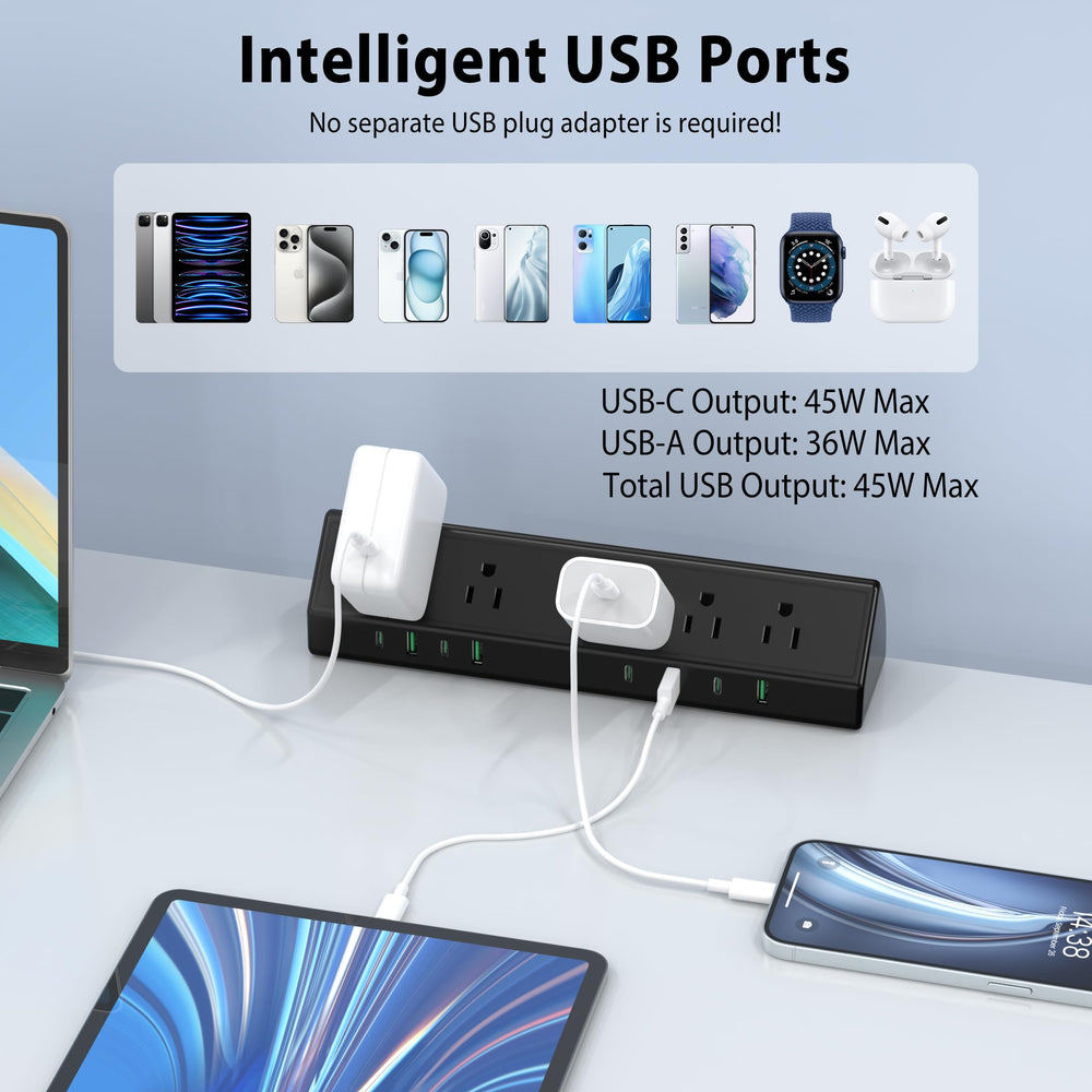Jgstkcity six-foot flat plug reduces clutter and reaches outlets