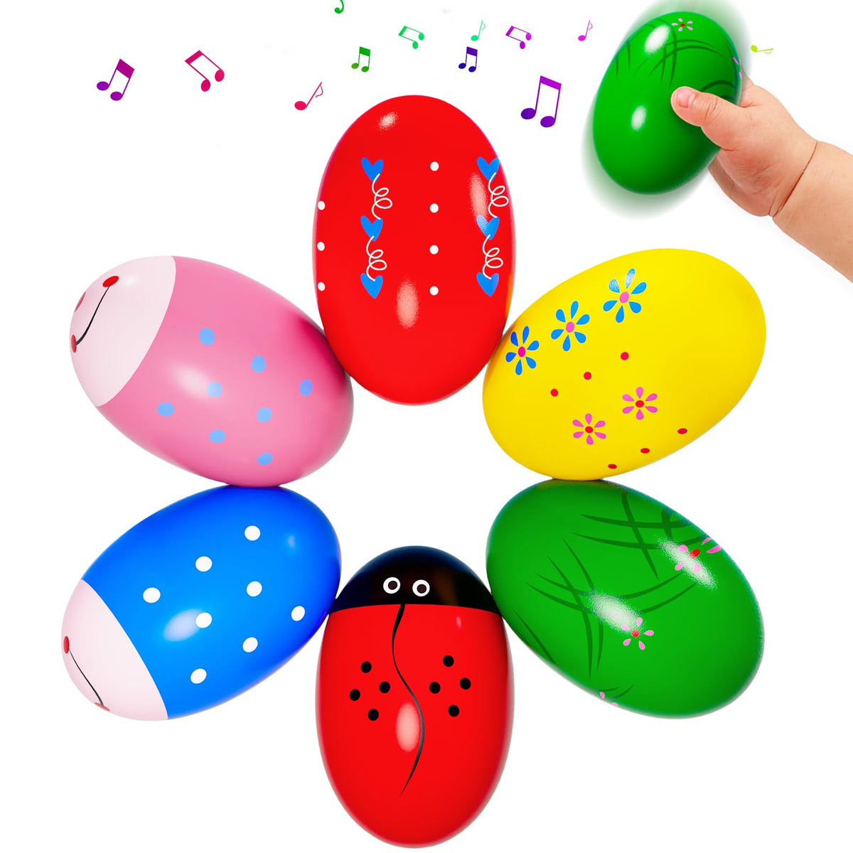 jhwsxtek wooden Easter shaker set helps toddlers explore sound and grip.