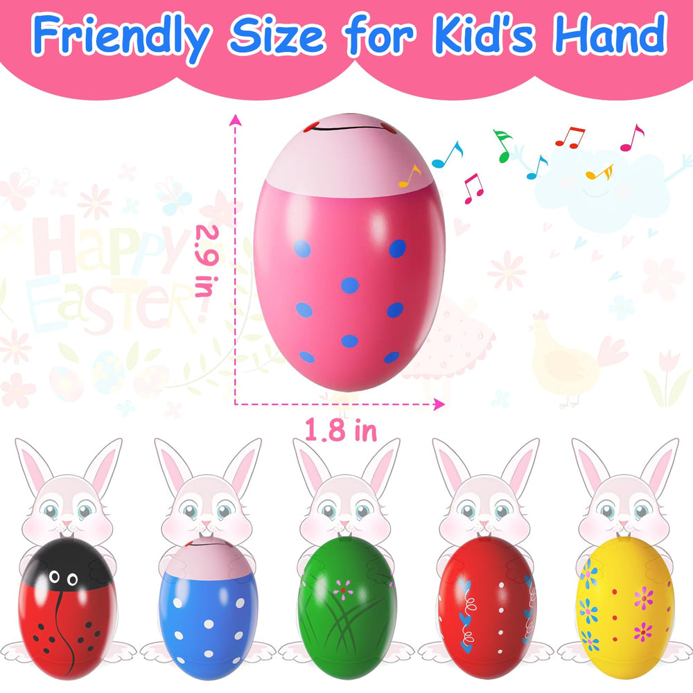 jhwsxtek wooden Easter egg shaker collection highlights safe, non-toxic play.