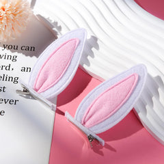 JiaDuo Bunny Ears Clip left ear detail with secure placement.